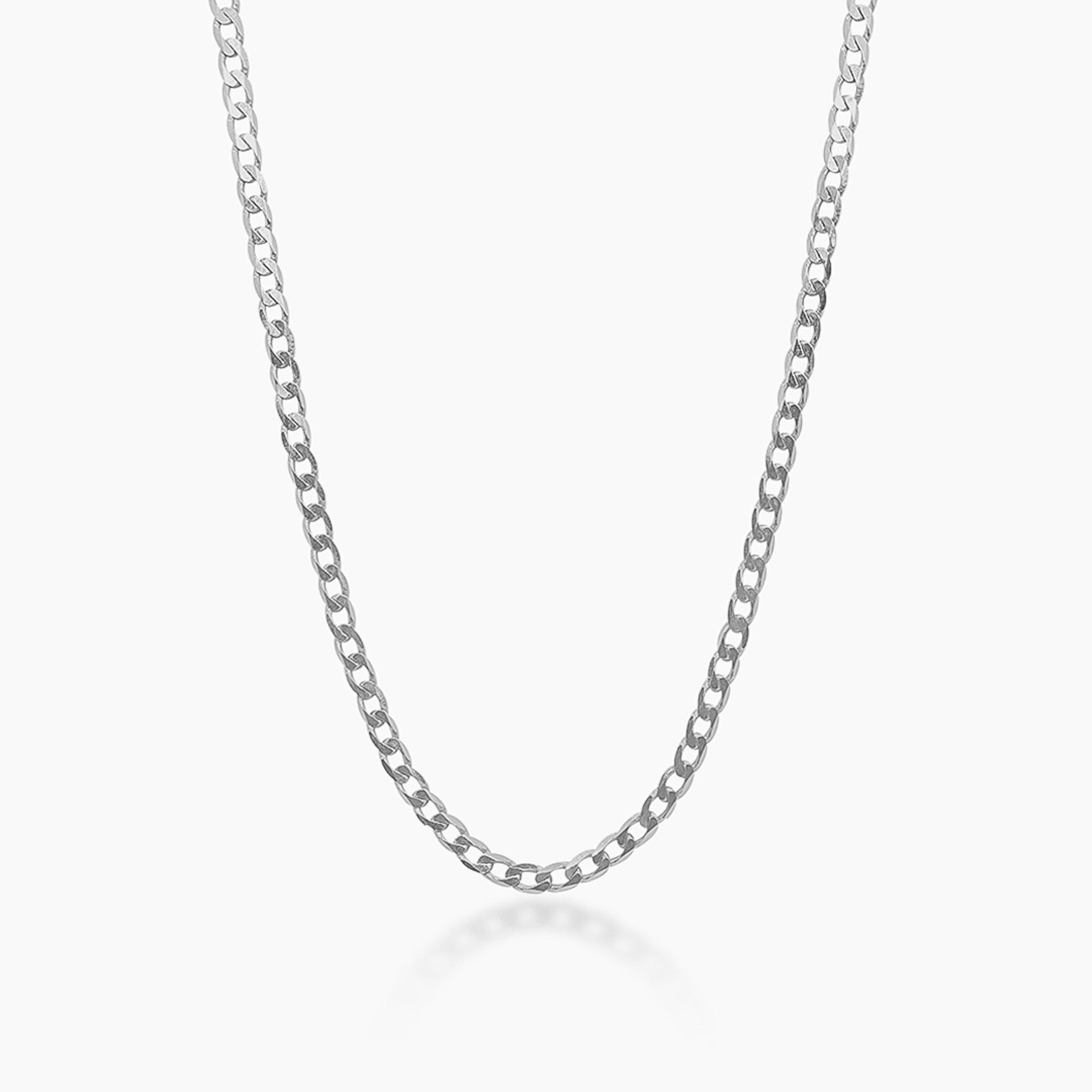 14K WHITE GOLD CURB CHAIN -2.5MM