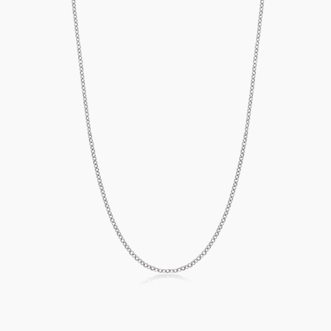 14K WHITE GOLD ROLO CHAIN -1.5MM
