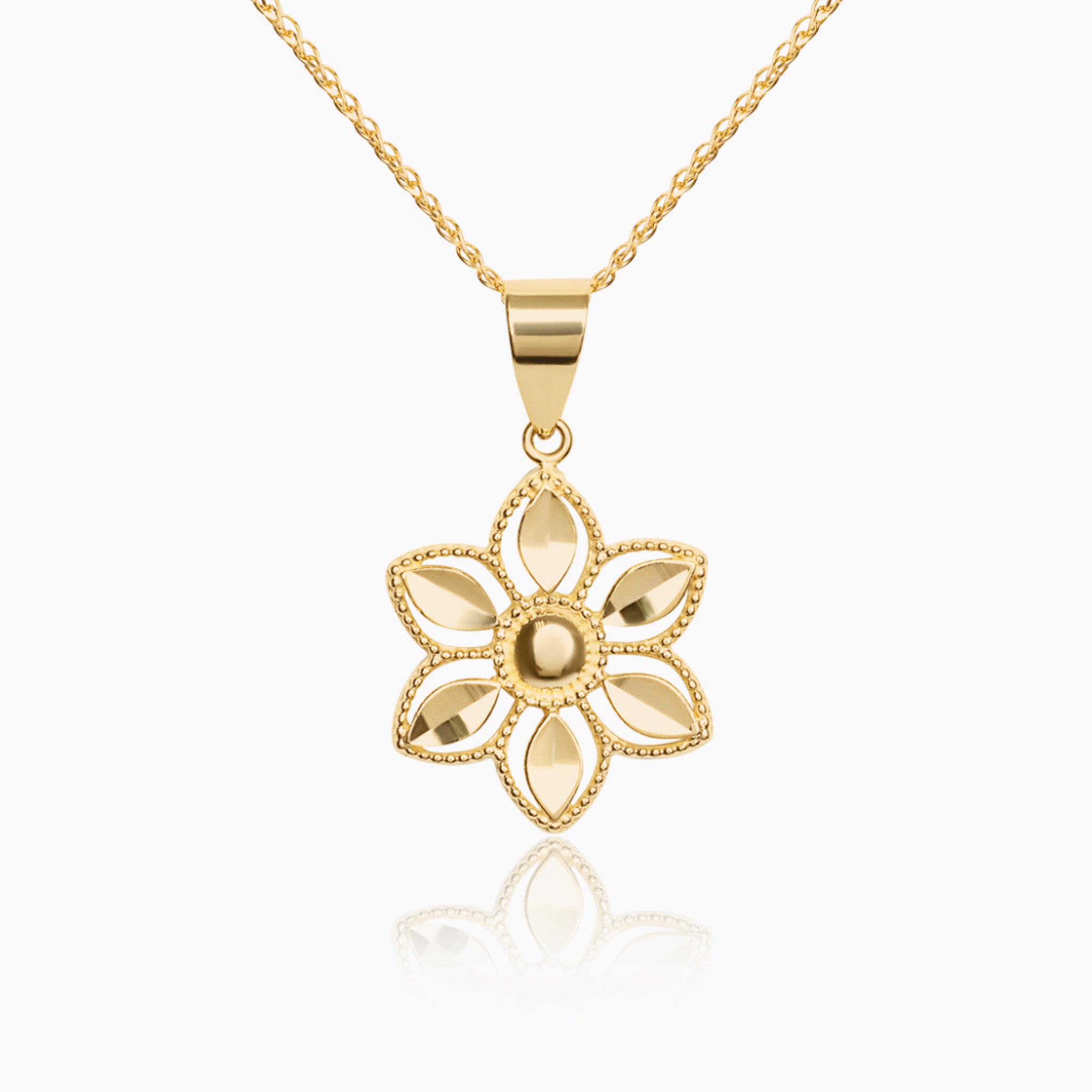 14K YELLOW GOLD FLEUR D'OR NECKLACE