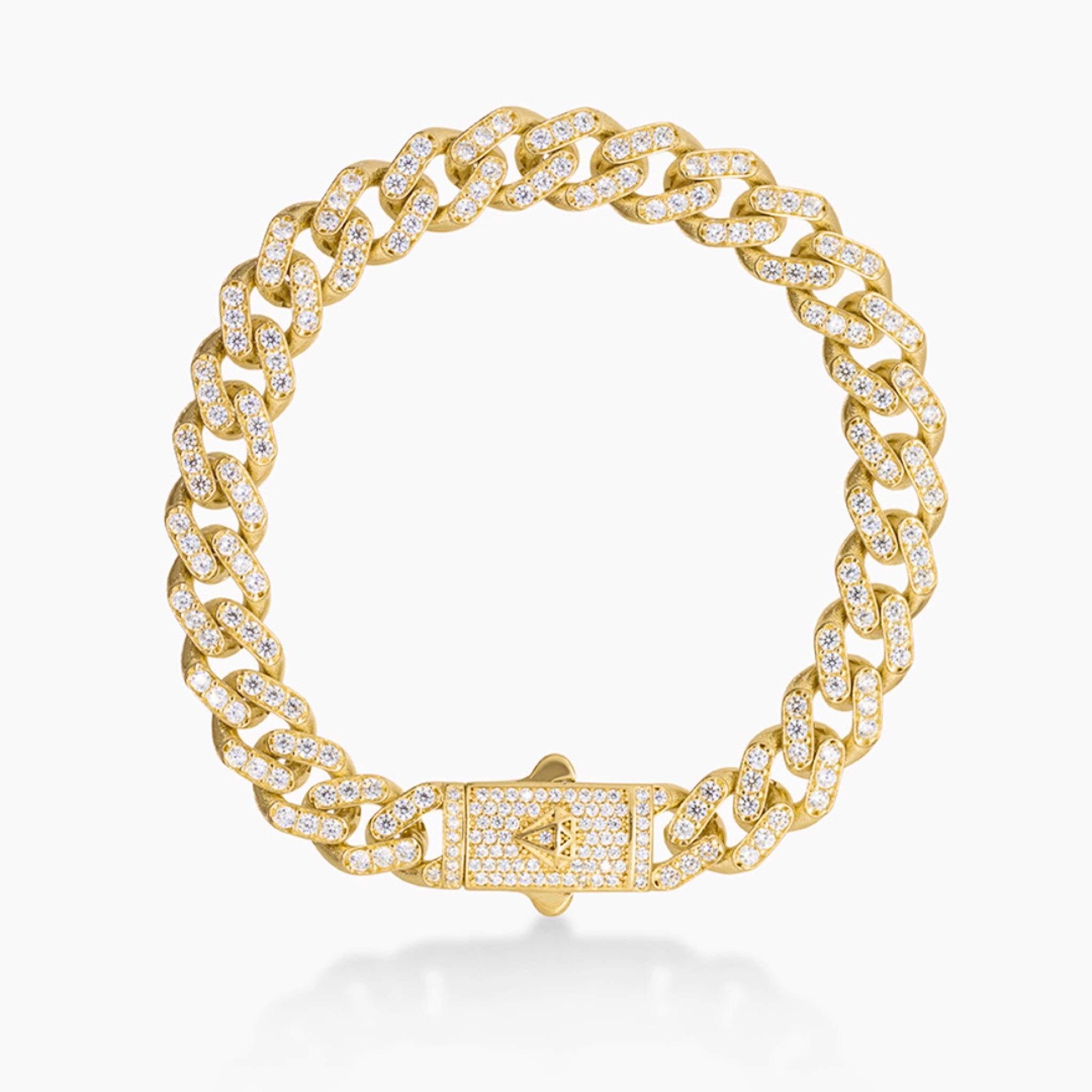 14K YELLOW GOLD ICY MONACO CUBAN BRACELET -9MM
