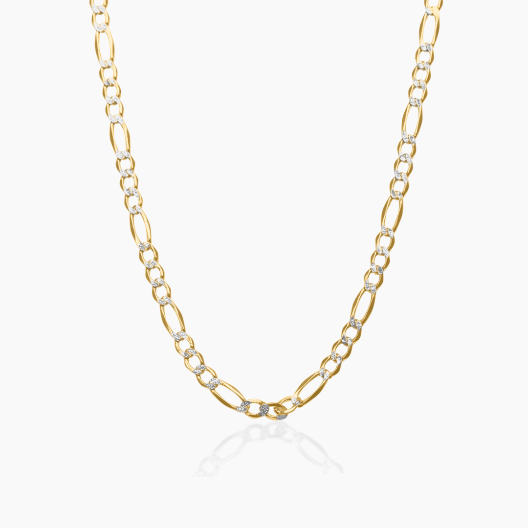 14K YELLOW GOLD DIAMOND CUT FIGARO CHAIN -2MM