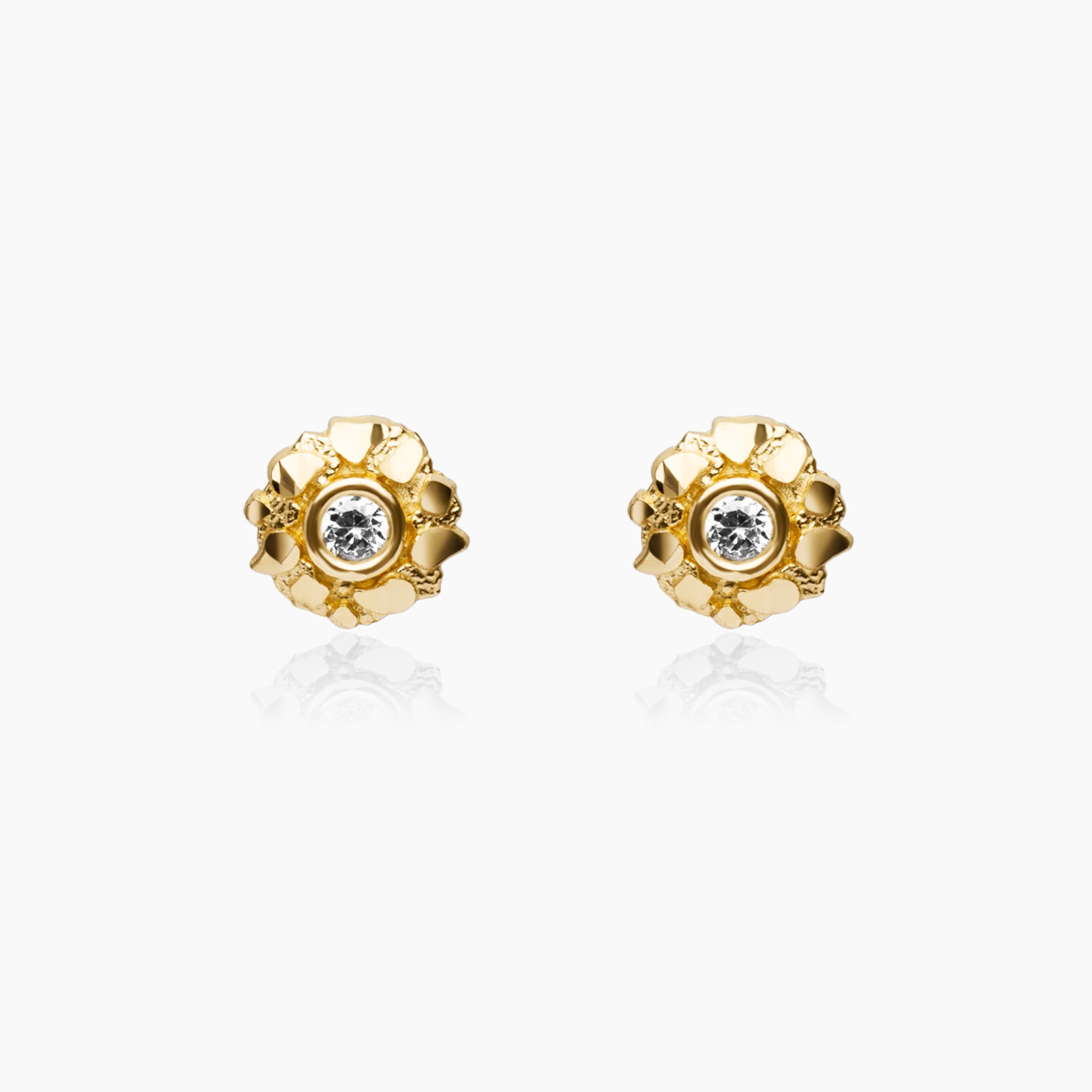 10K YELLOW GOLD BEZEL STONE NUGGET EARRINGS -8.5MM