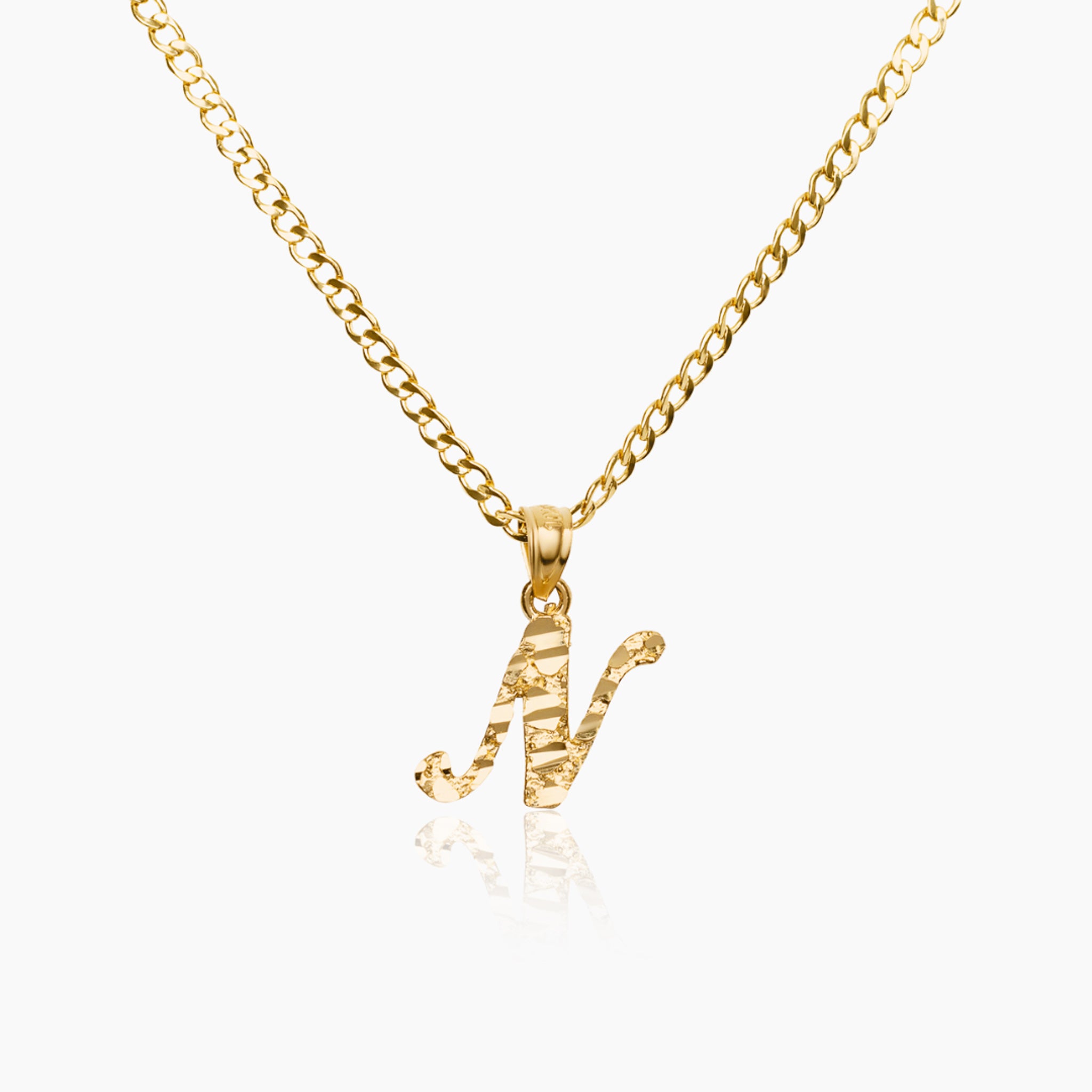 10K YELLOW GOLD NUGGET SCRIPT INITIAL NECKLACE