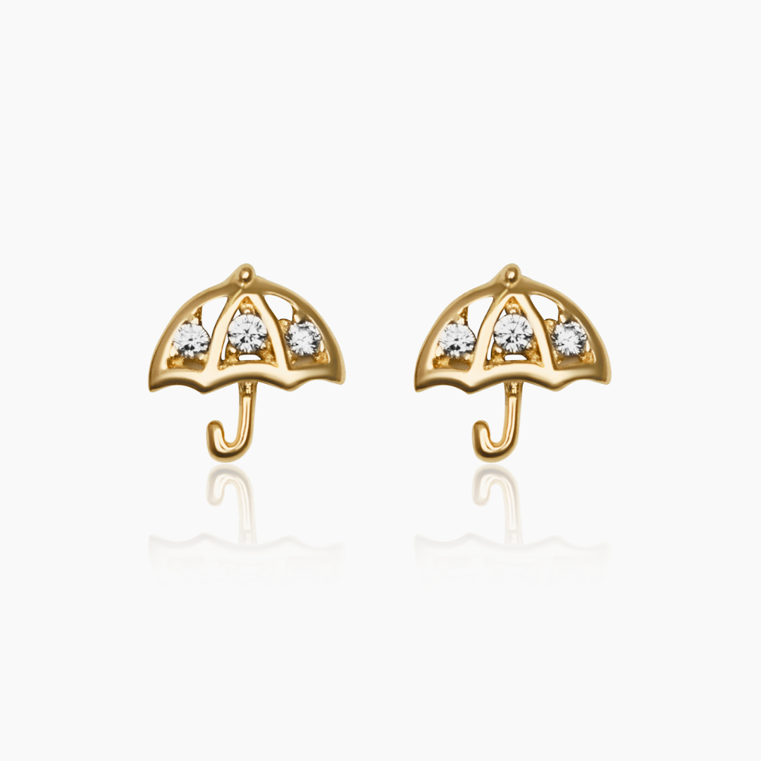 14K YELLOW GOLD UMBRELLA PAVE STUDS