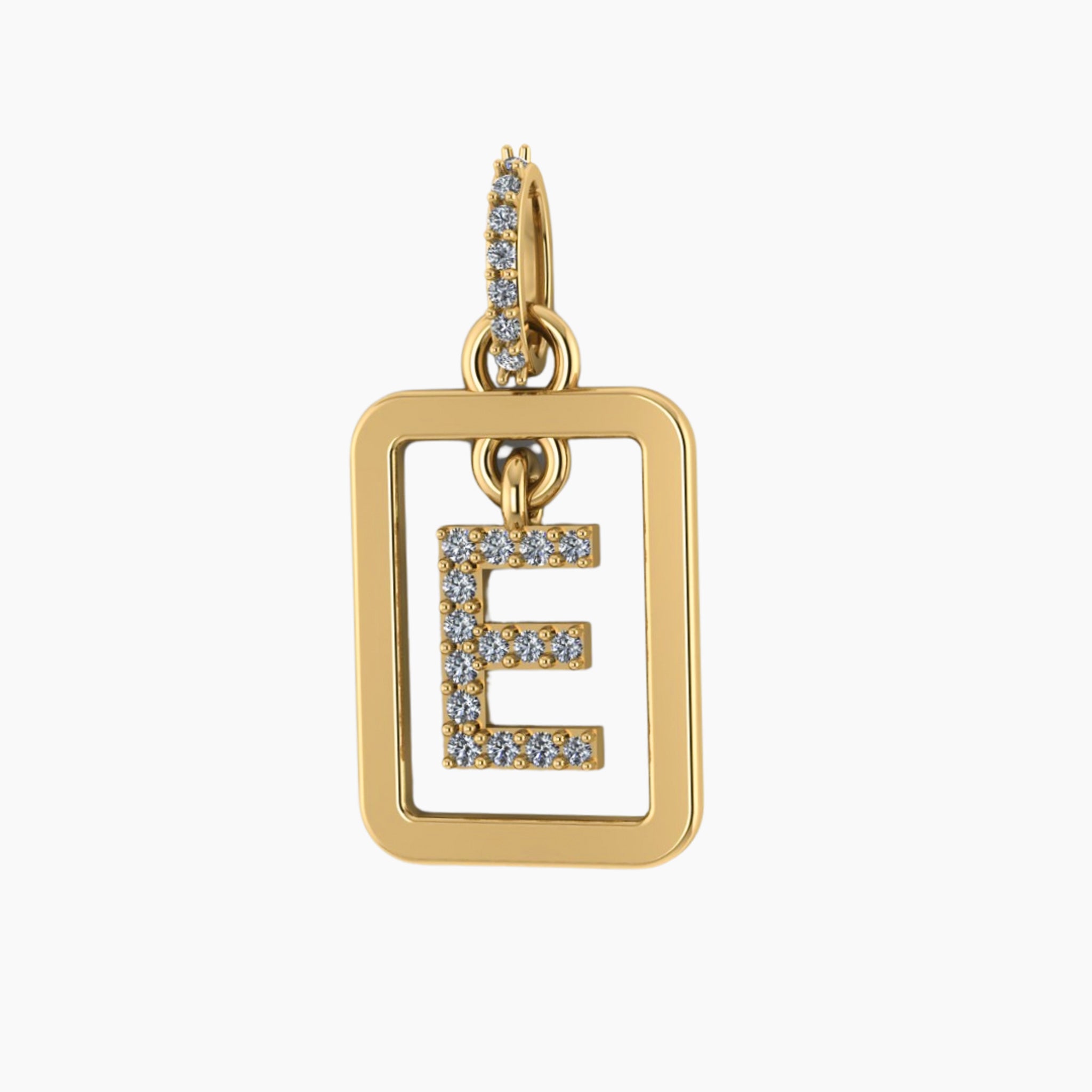 14K YELLOW GOLD QUAD WINDOW DIAMOND INITIAL PENDANT