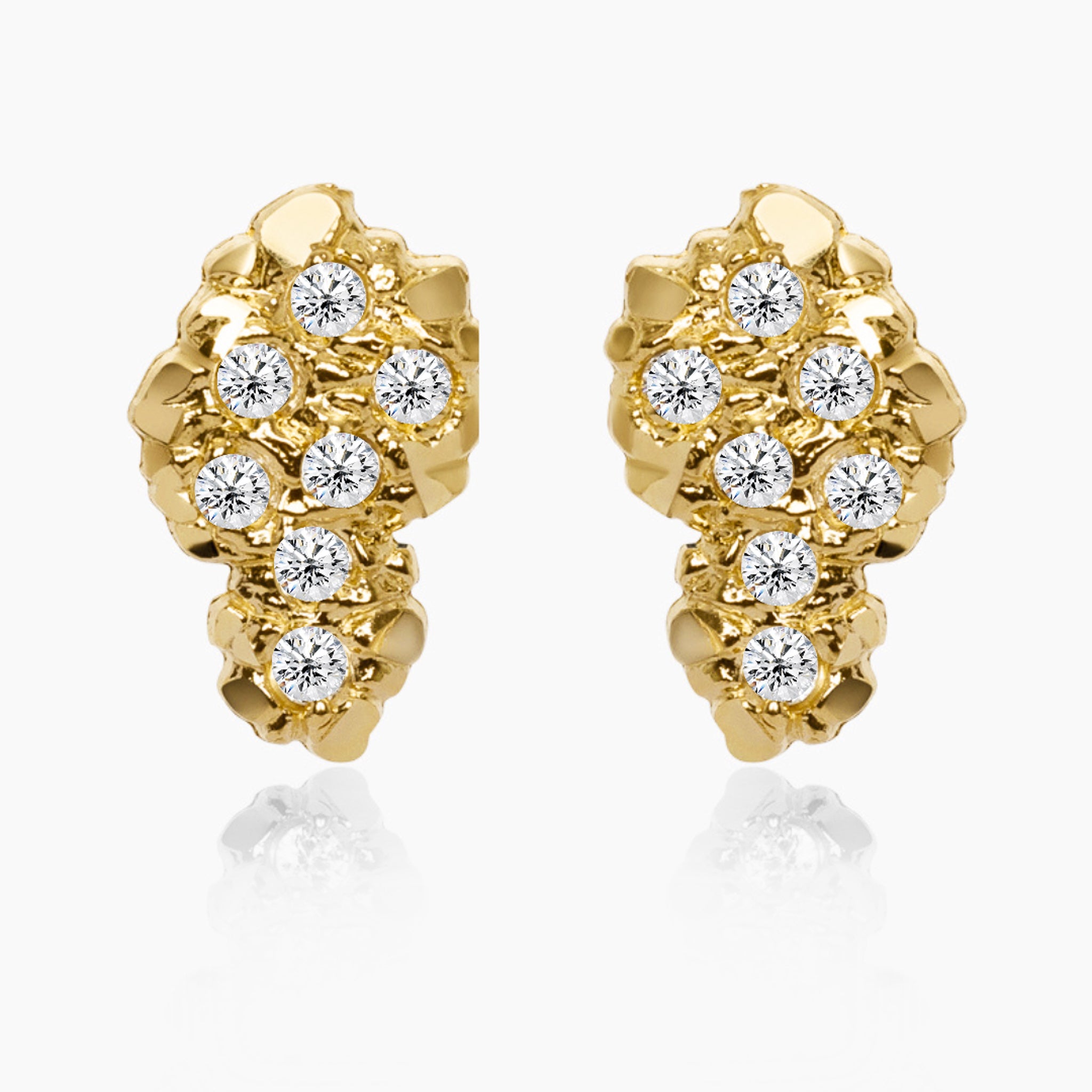 10K YELLOW GOLD ICY CLUSTER NUGGET EARRINGS -20MM