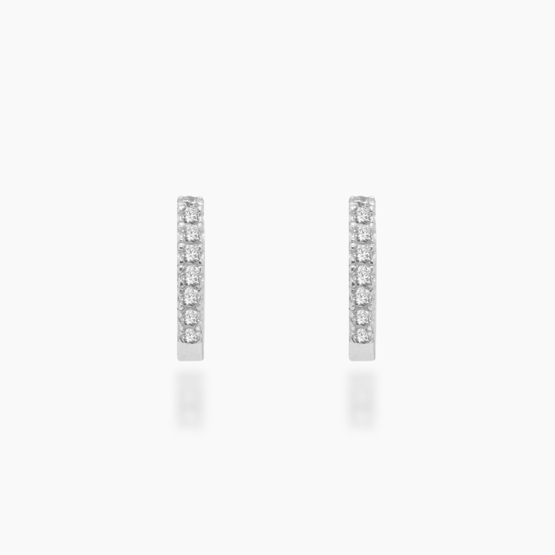14K WHITE GOLD DAINTY CZ MINI HUGGIES