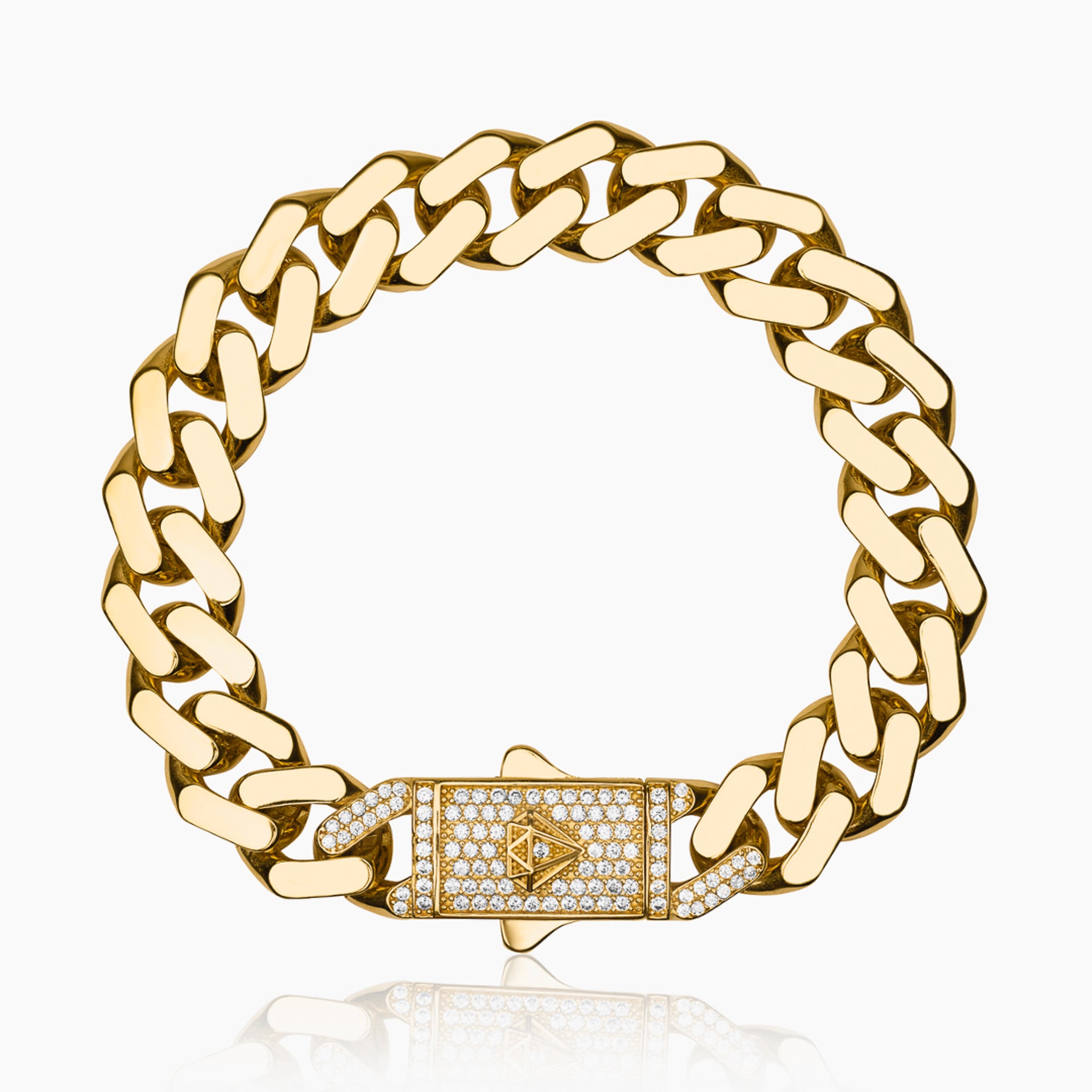 14K YELLOW GOLD MONACO CUBAN BRACELET -13MM