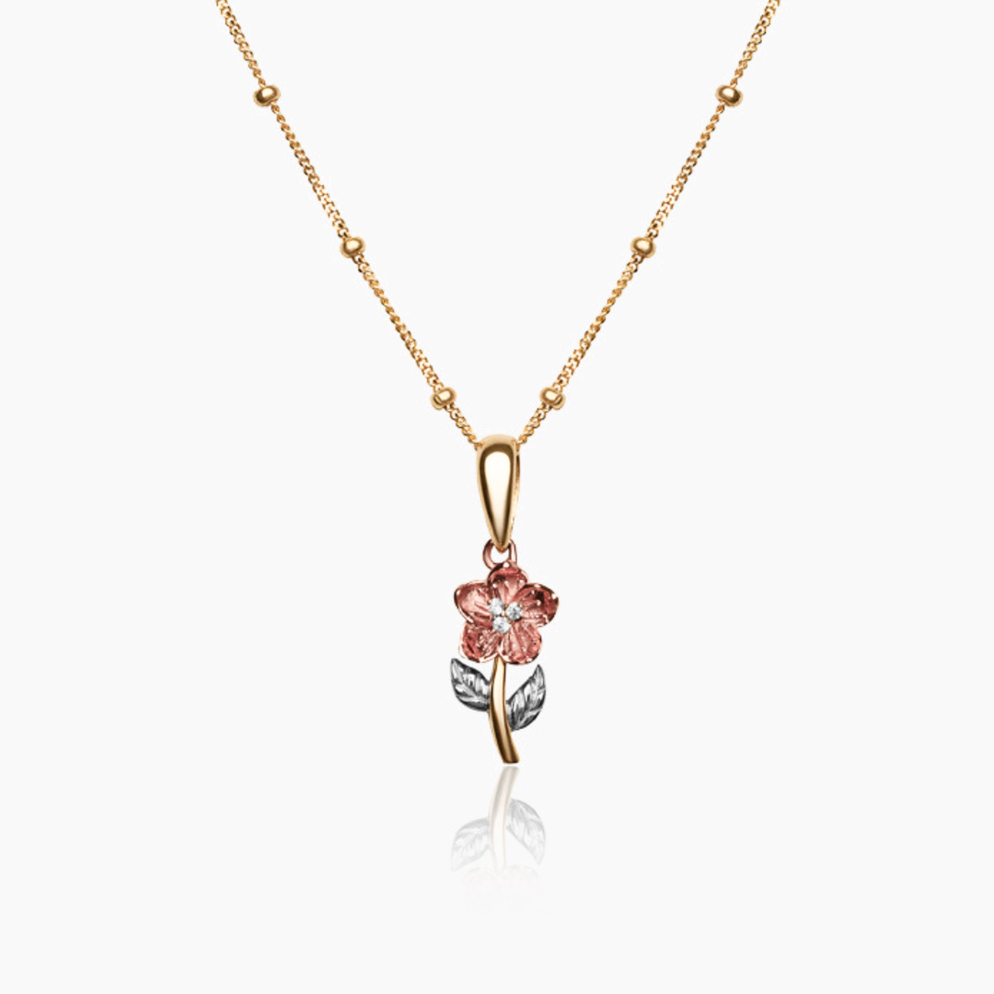 14K YELLOW GOLD WILD HIBISCUS MINI NECKLACE