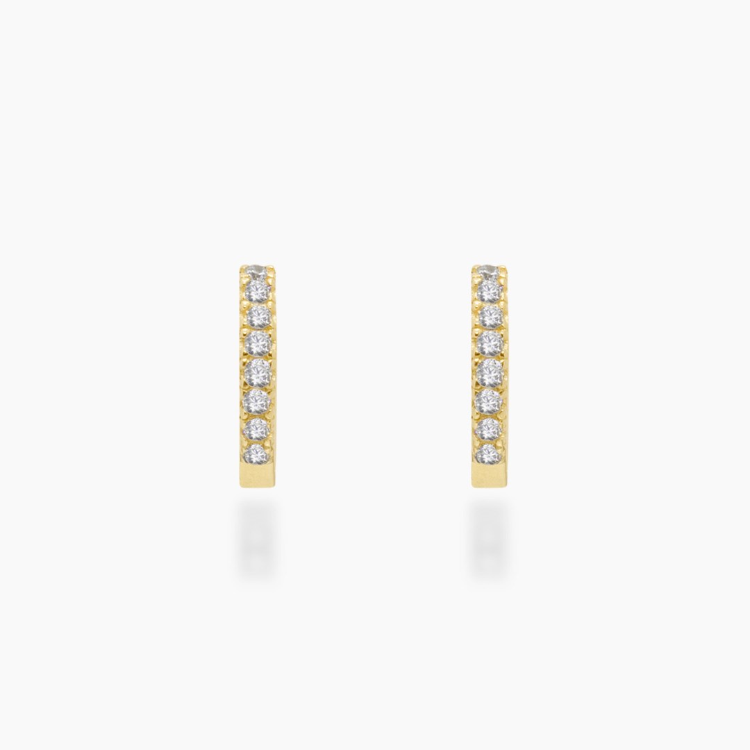 14K YELLOW GOLD DAINTY CZ MINI HUGGIES