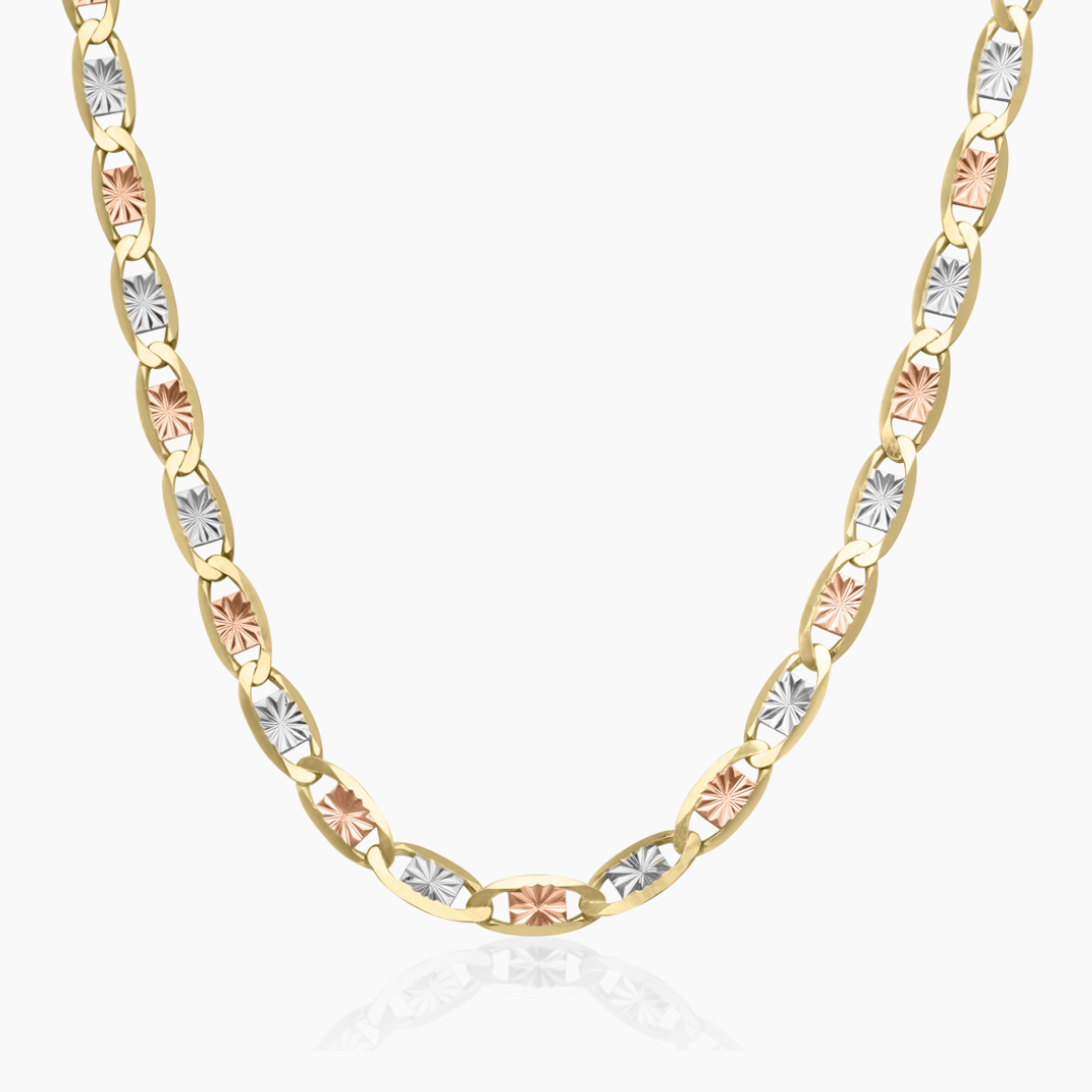 14K TRI COLOR GOLD VALENTINO CHAIN -3.5MM