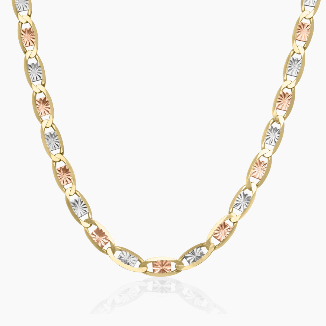 14K TRI COLOR GOLD VALENTINO CHAIN -4MM