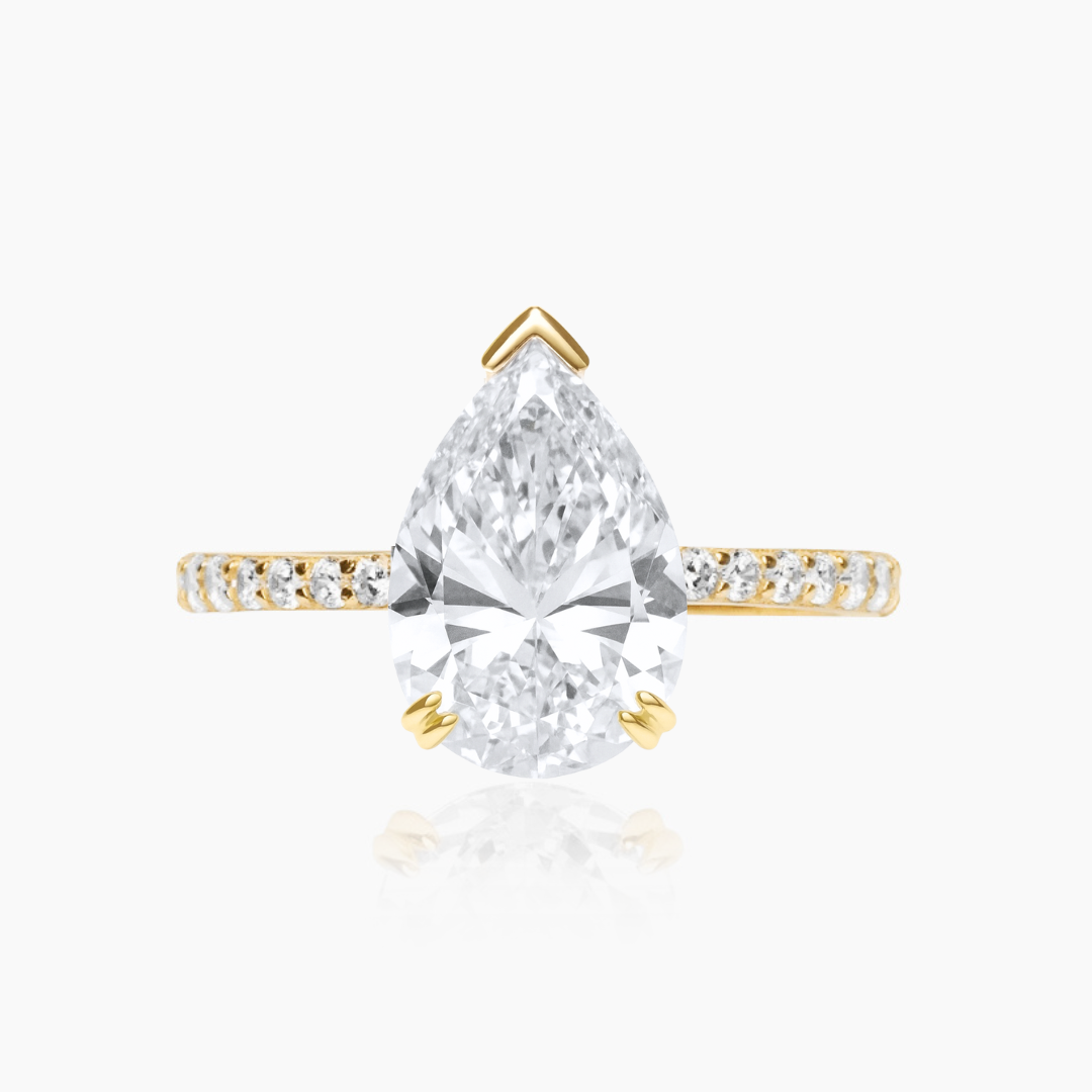 14K YELLOW GOLD YESENIA DOUBLE PRONG PEAR CZ ENGAGEMENT RING