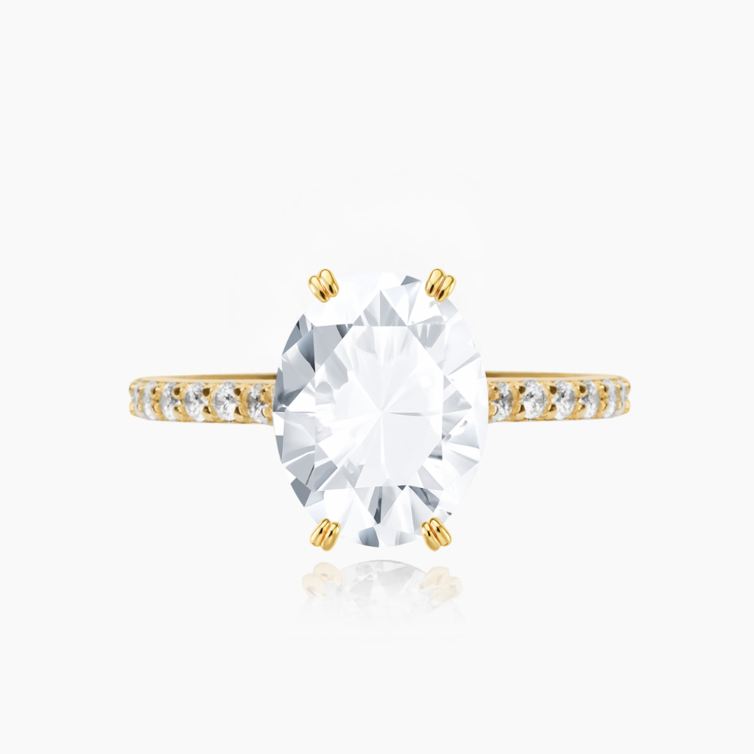 14K YELLOW GOLD MIA DOUBLE PRONG OVAL CZ ENGAGEMENT RING