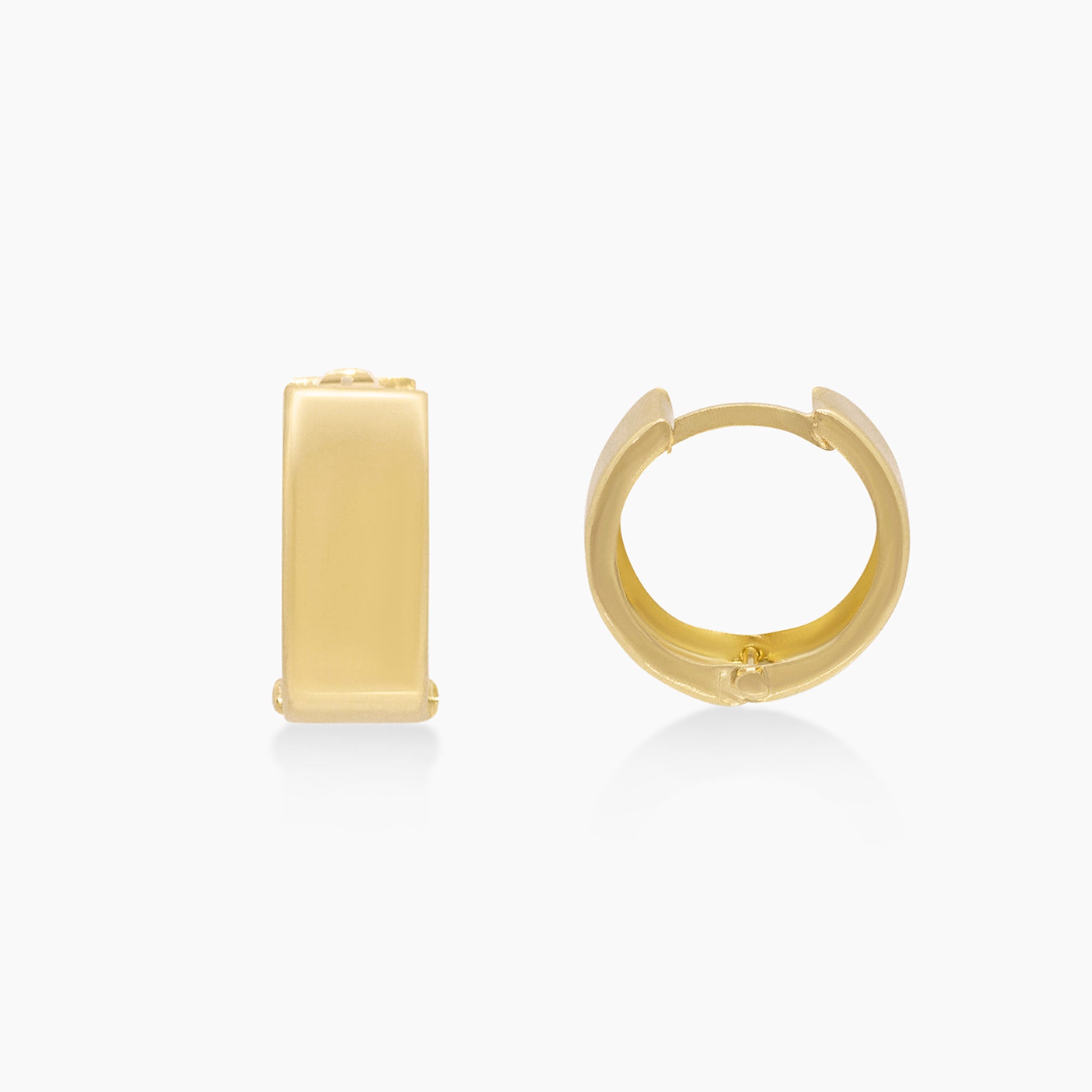 14K YELLOW GOLD FLAT EDGE CHUNKY HUGGIES -6MM