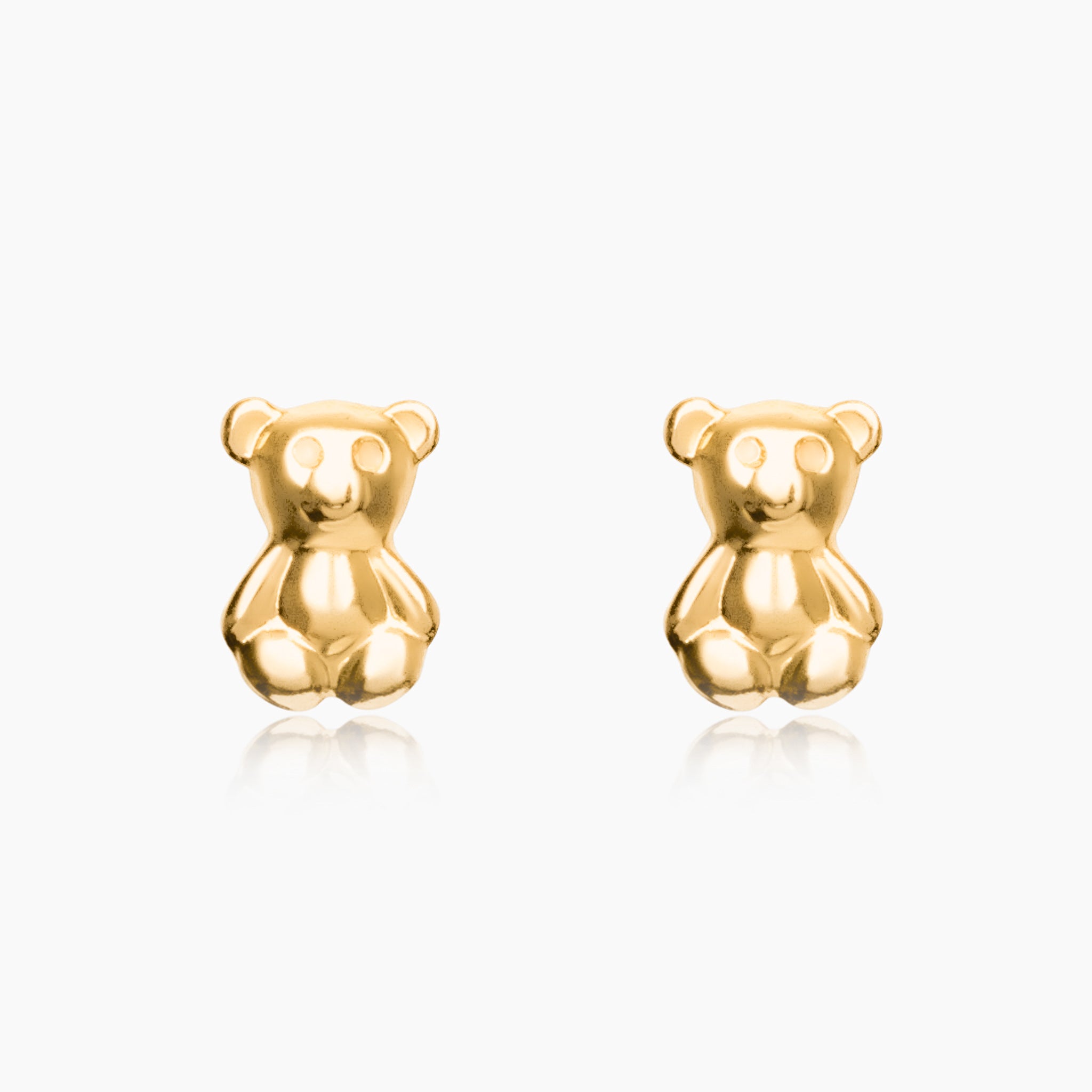 14K YELLOW GOLD TEDDY BEAR STUD EARRINGS