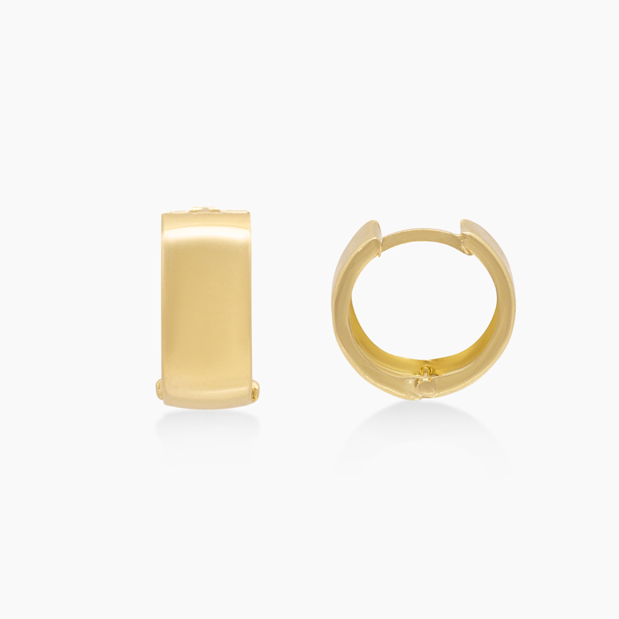 14K YELLOW GOLD FLAT EDGE CHUNKY HUGGIES -6.5MM