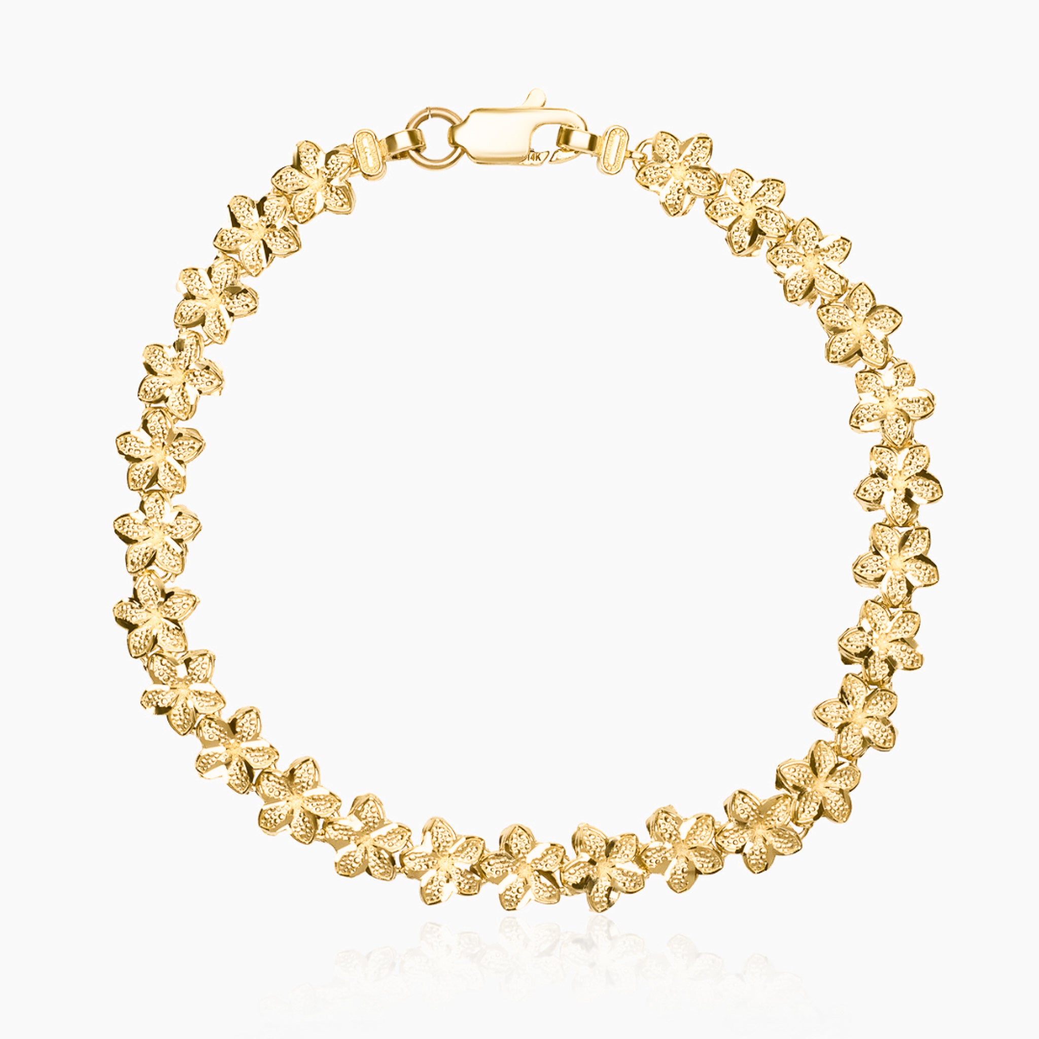 10K YELLOW GOLD HOT TROPIC HIBISCUS BRACELET