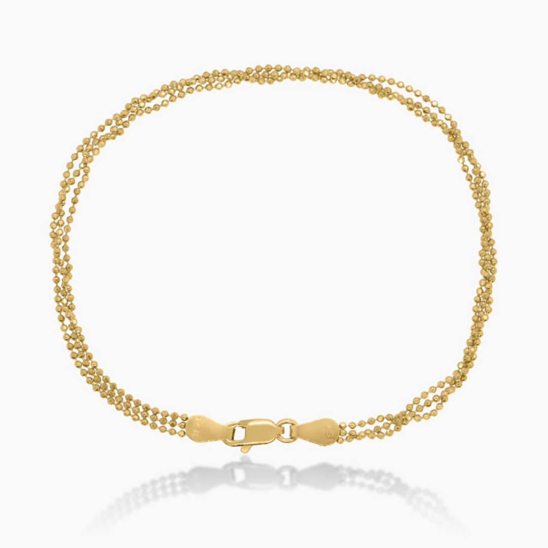 14K YELLOW GOLD 3 IN 1 ENTWINED BEADED BRACELET