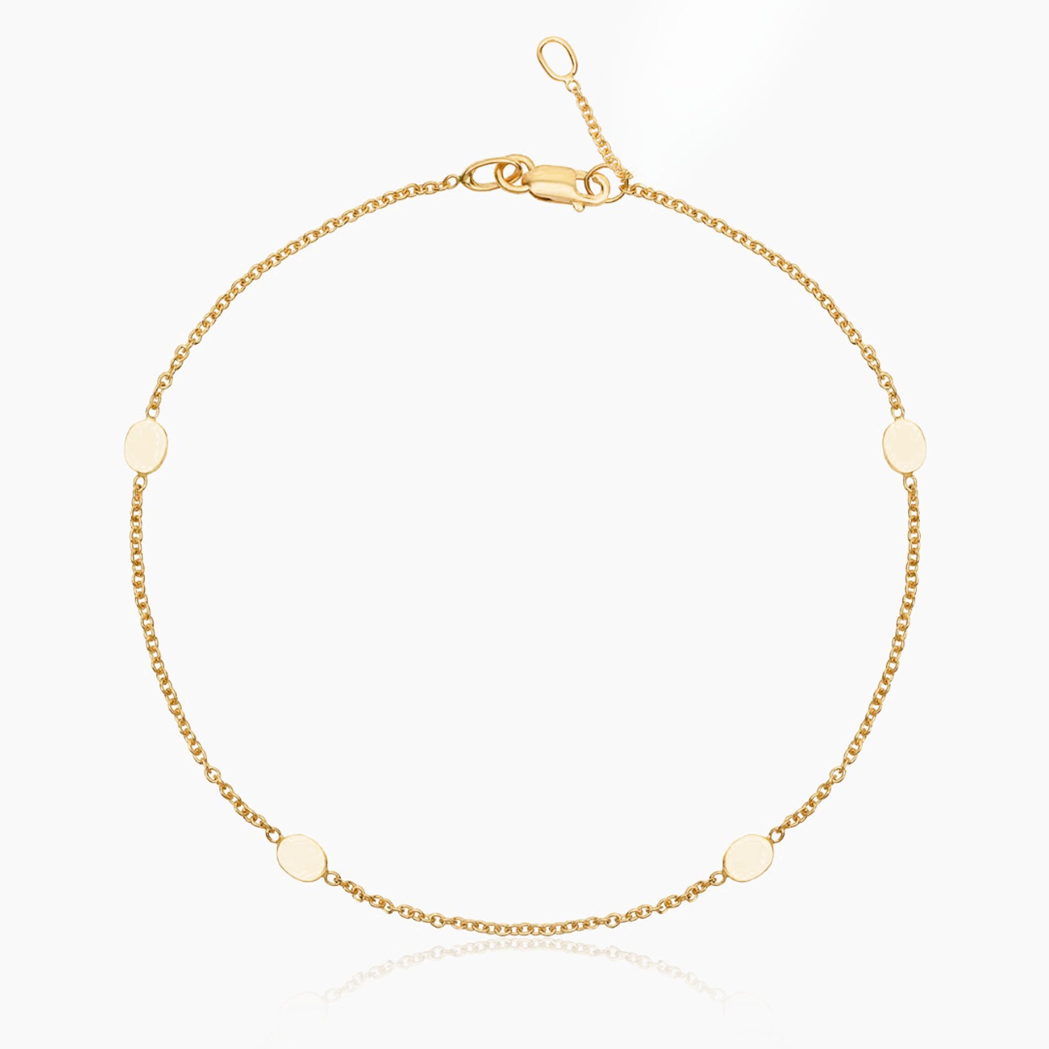 14K YELLOW GOLD WAVE RIDER DISC ANKLET