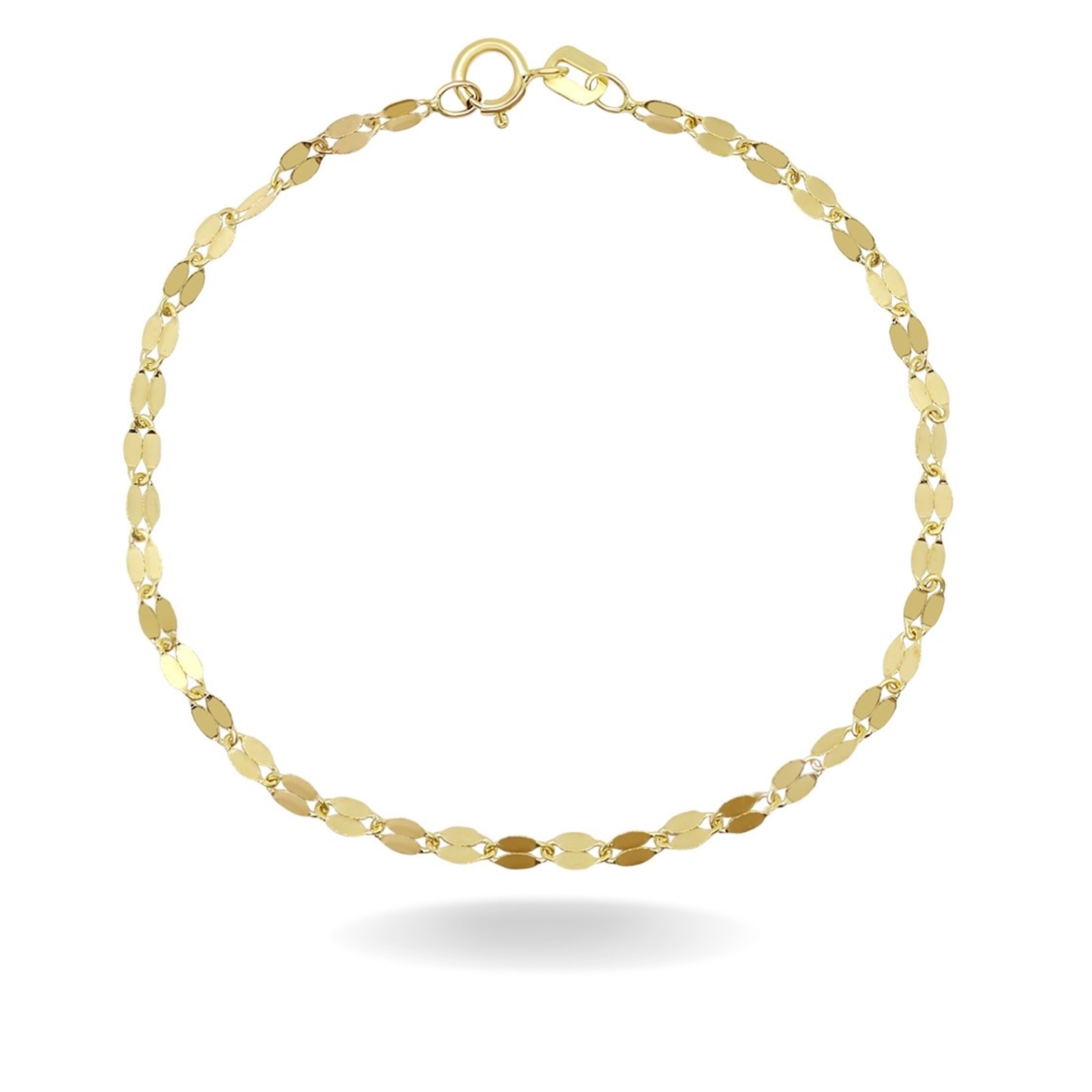 14K YELLOW GOLD GLITTER CHAIN BRACELET