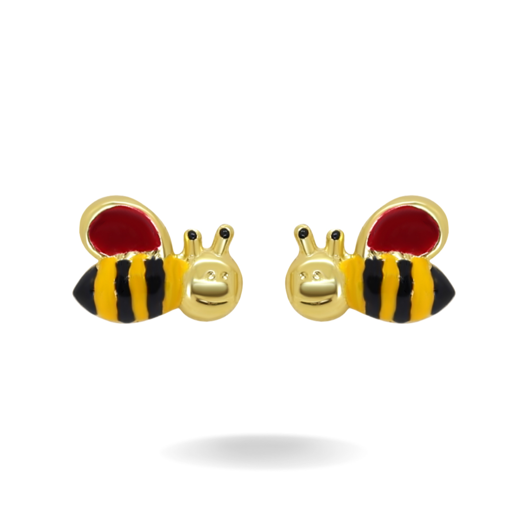 14K YELLOW GOLD BUMBLE BEE STUD EARRINGS