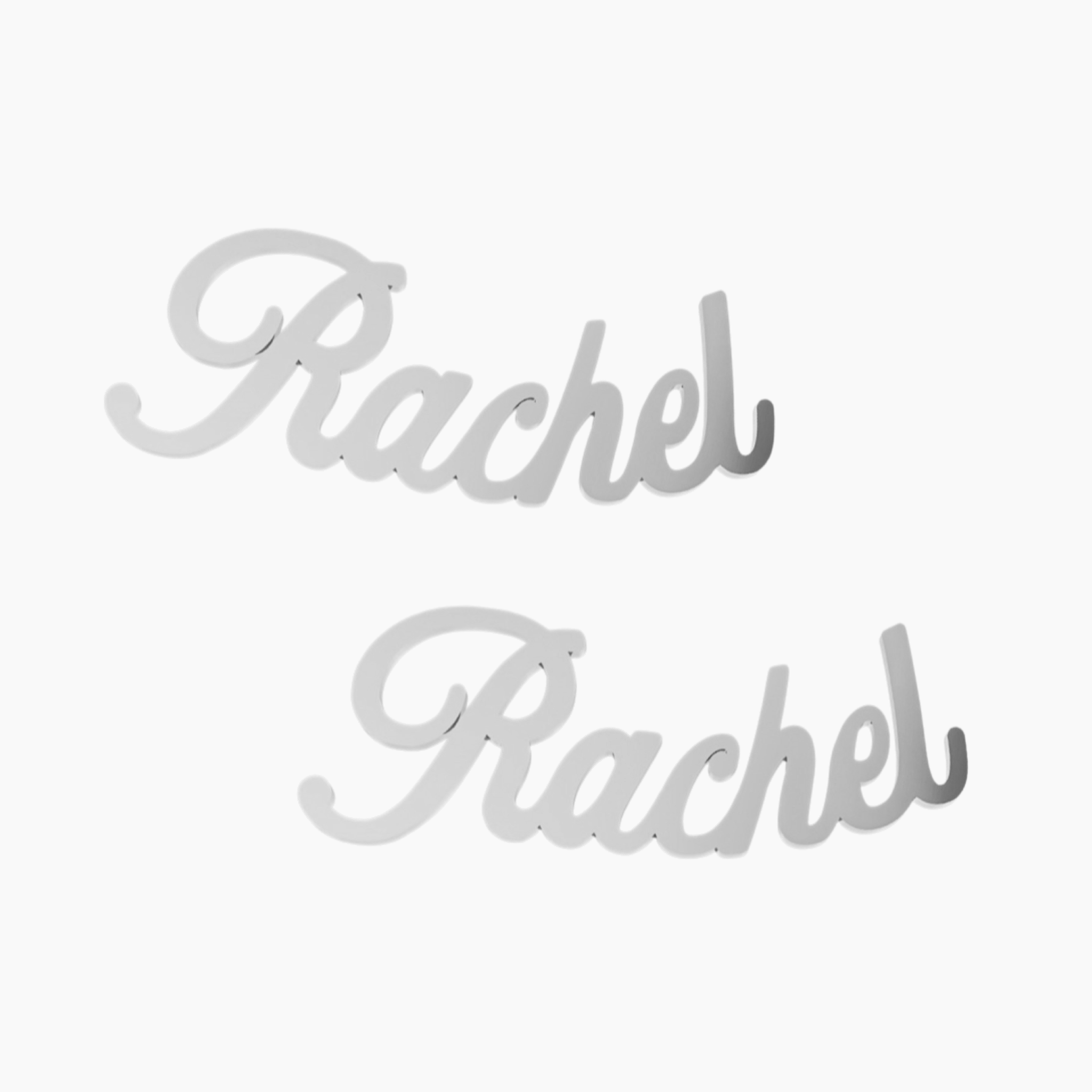 14K WHITE GOLD SCRIPT NAME STUD EARRINGS