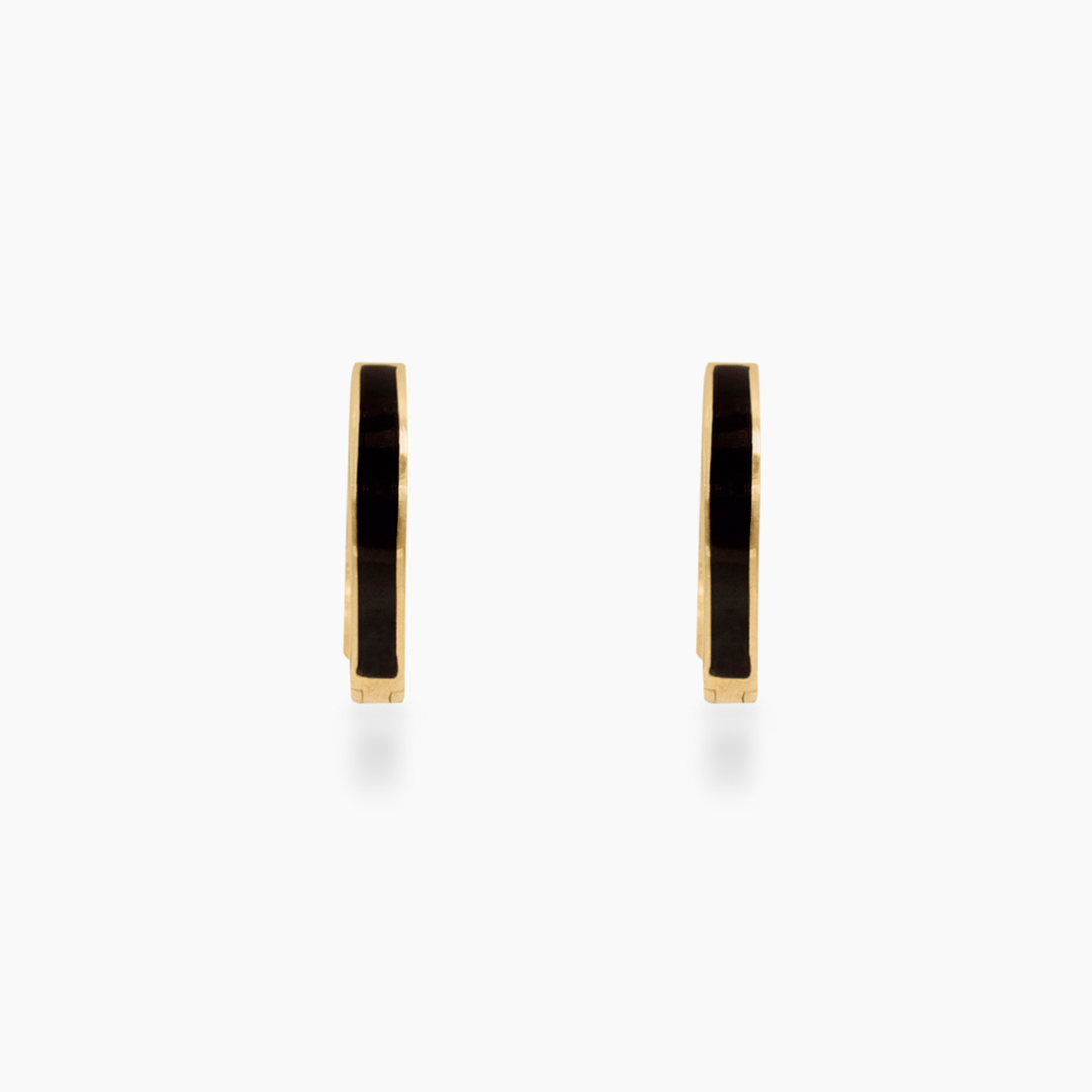 14K YELLOW GOLD ONYX STRIPE HUGGIES