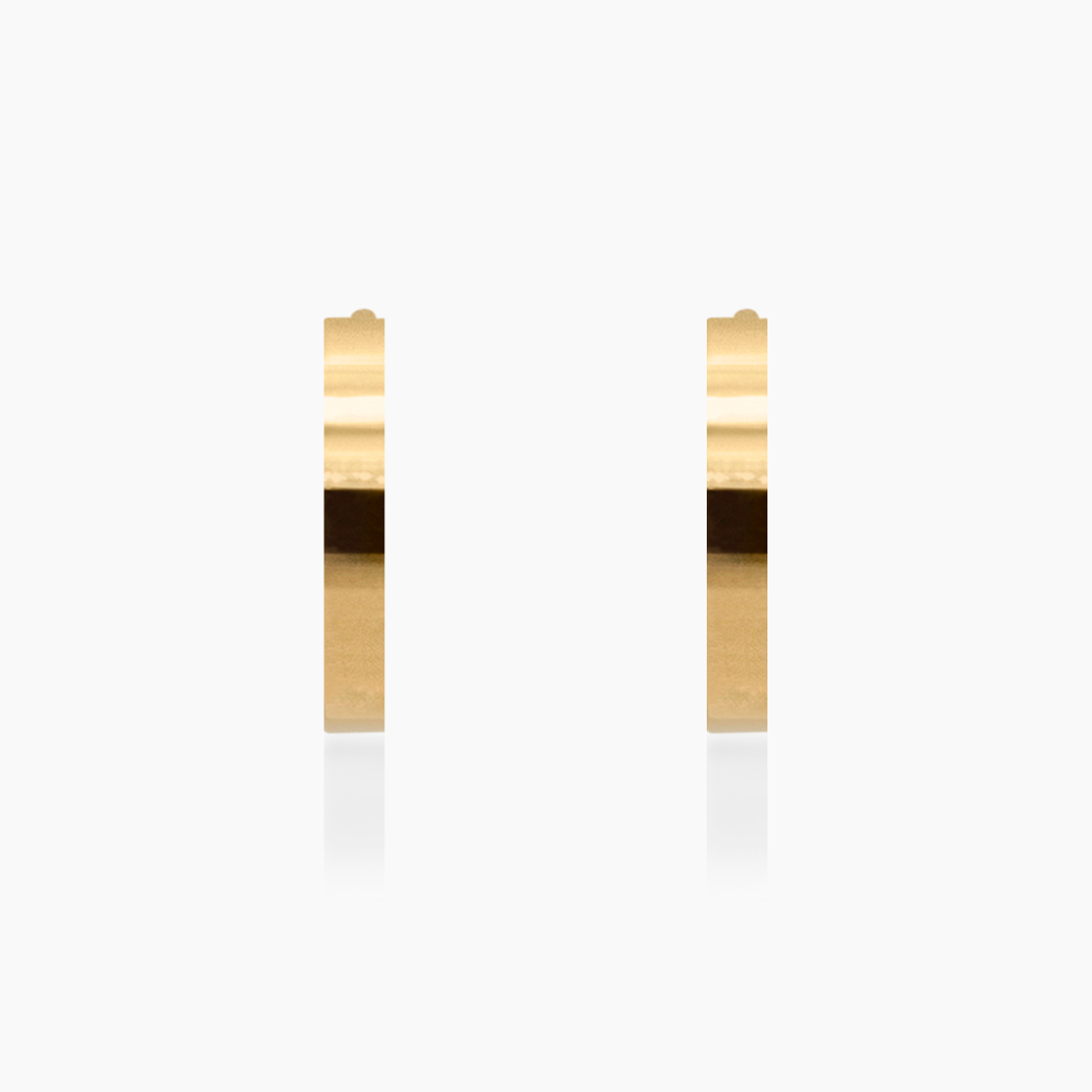 14K YELLOW GOLD FLAT EDGE HUGGIES -14.5MM