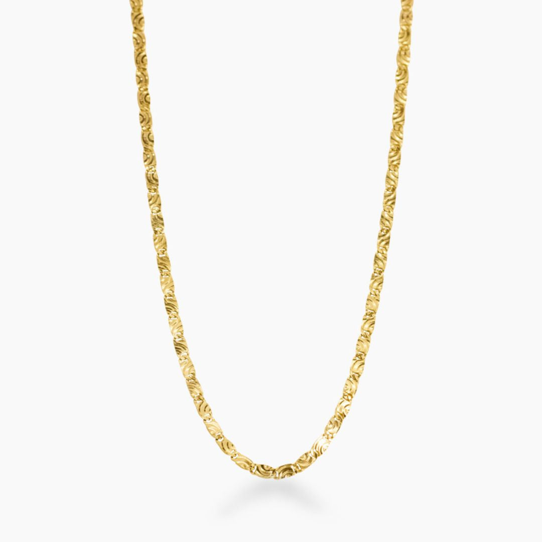 14K YELLOW GOLD MOON CUT FLAT LINK CHAIN