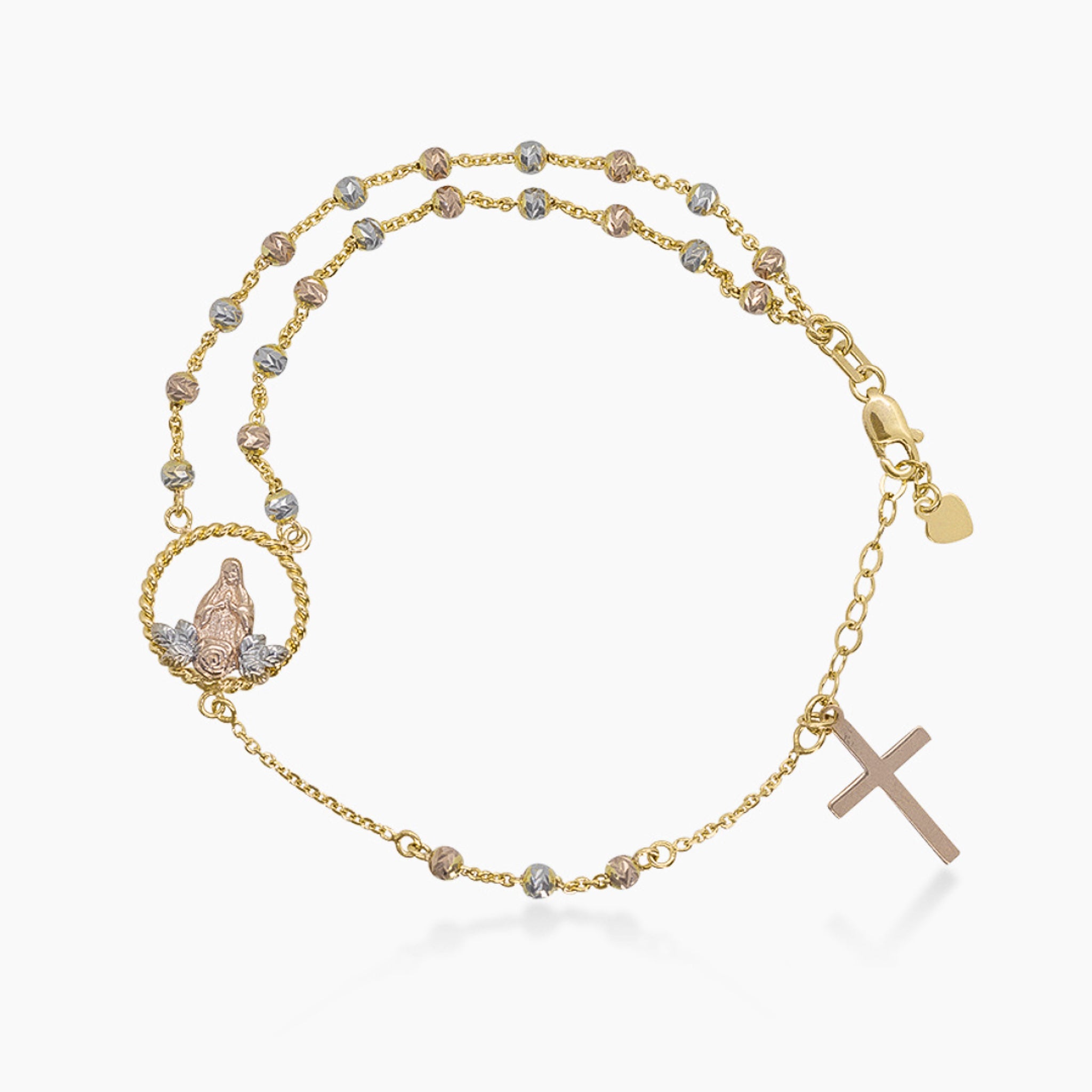 14K TRI COLOR GOLD WRAPPED ROSARY BRACELET
