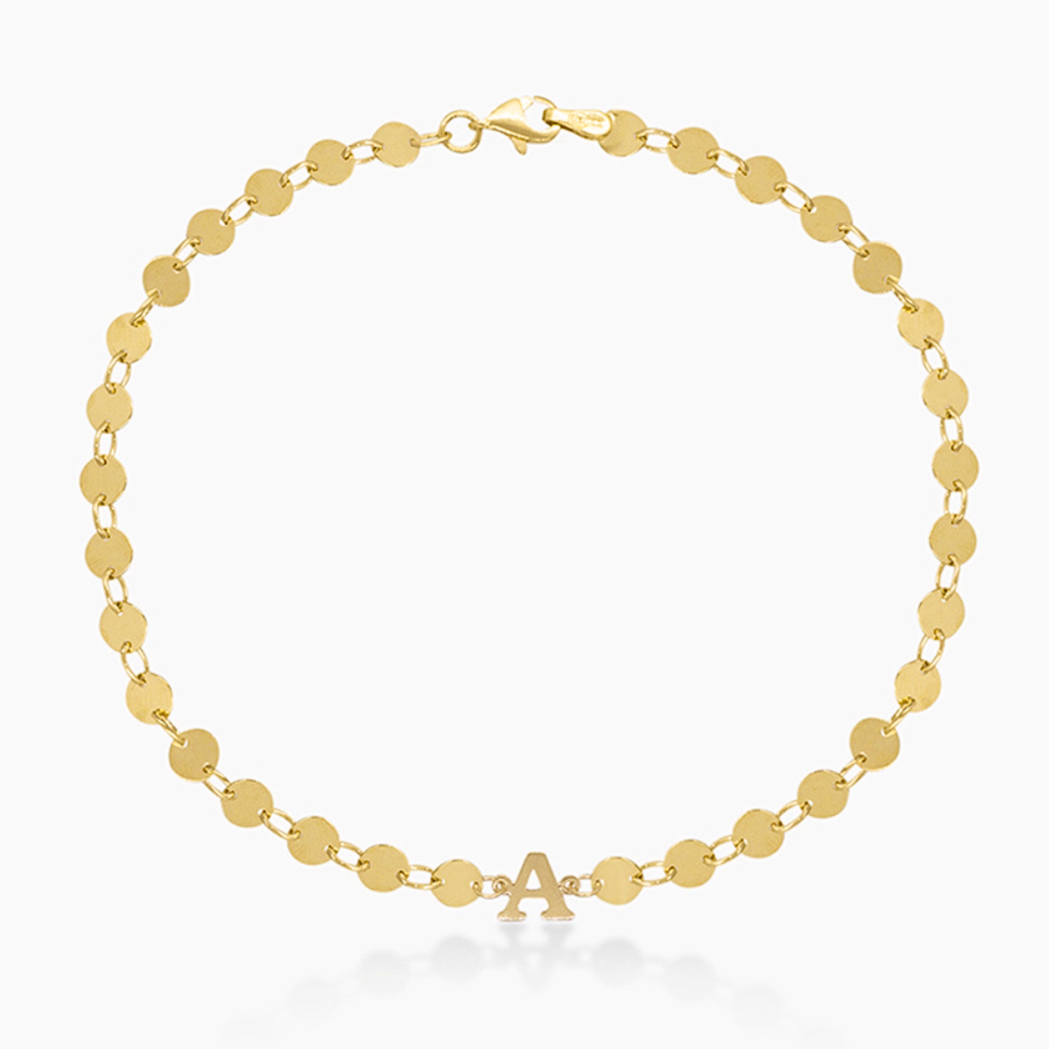 14K YELLOW GOLD INITIAL DISCS ANKLET
