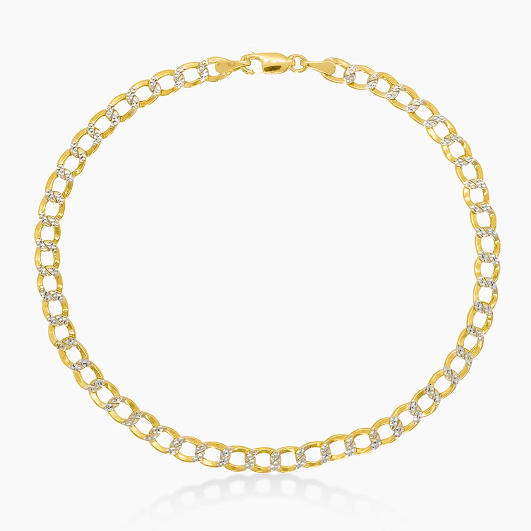 14K YELLOW GOLD DIAMOND CUT CUBAN BRACELET -5MM