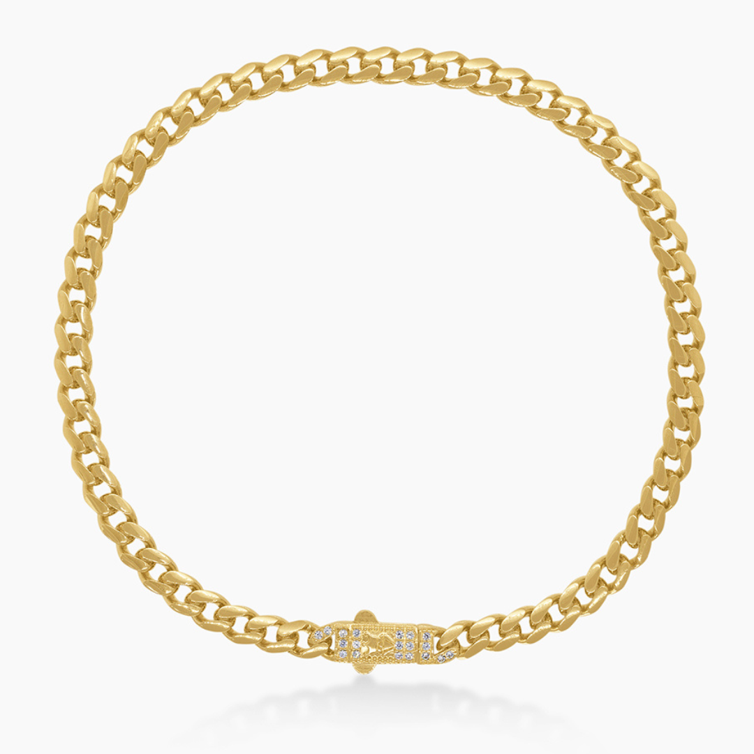 14K YELLOW GOLD MONACO CUBAN ANKLET -5MM