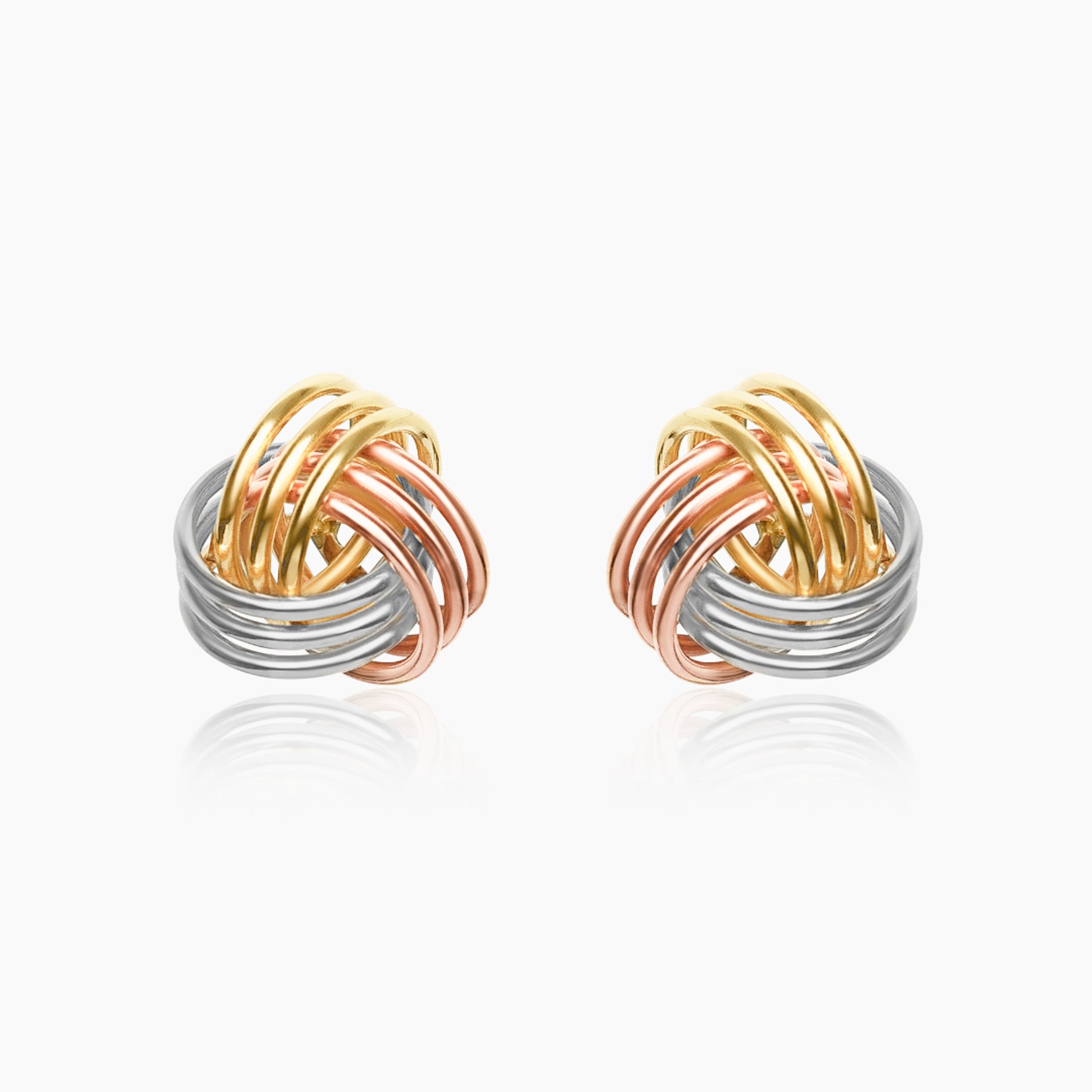14K TRI COLOR GOLD ÉTERNITÉ KNOT STUD EARRINGS
