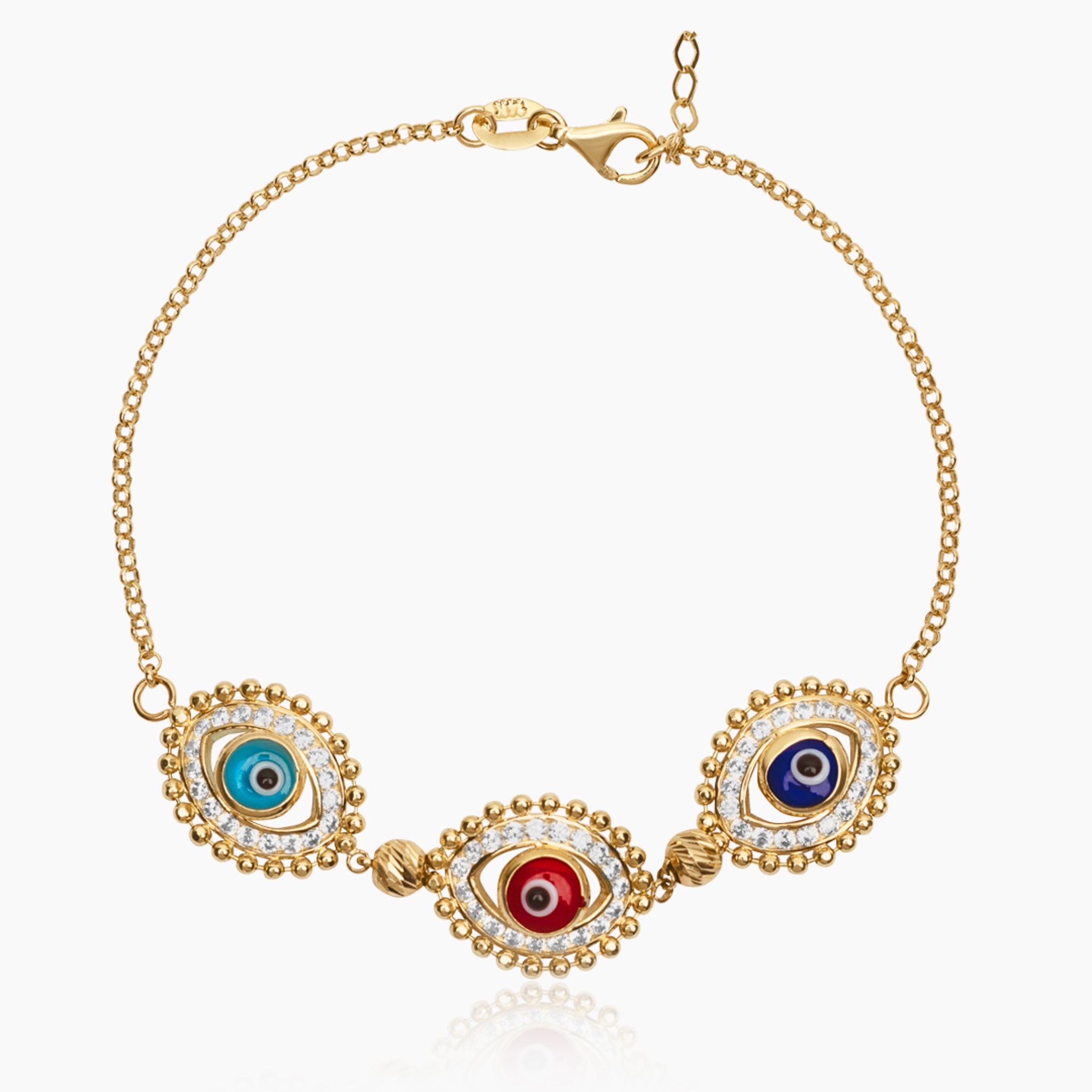 14K YELLOW GOLD AURELUNE EYE BRACELET -MULTICOLOR