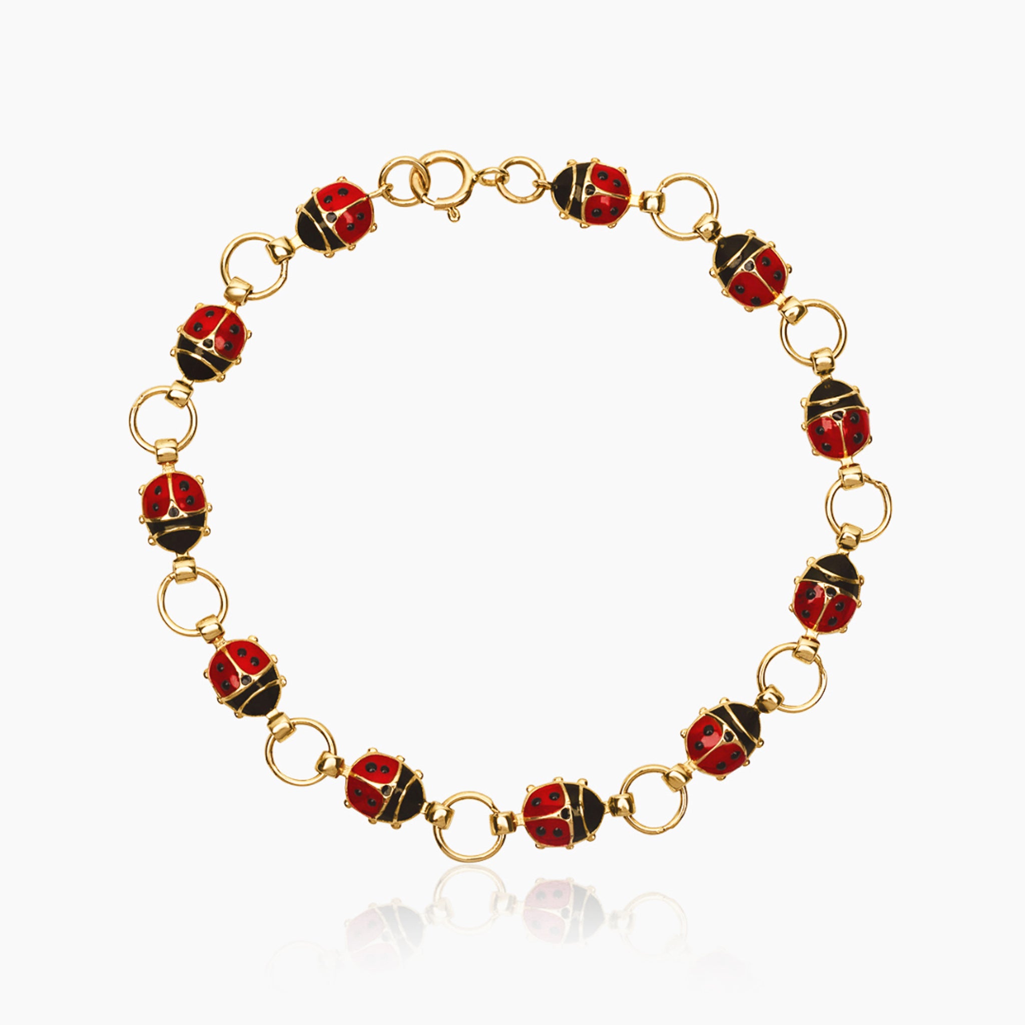 14K YELLOW GOLD LADY BUG BRACELET
