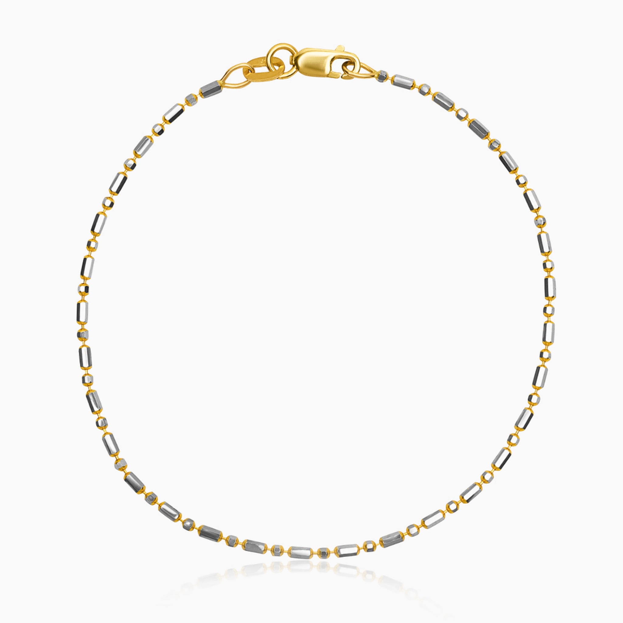 14K TWO TONED GOLD ROMY BEADED BRACELET