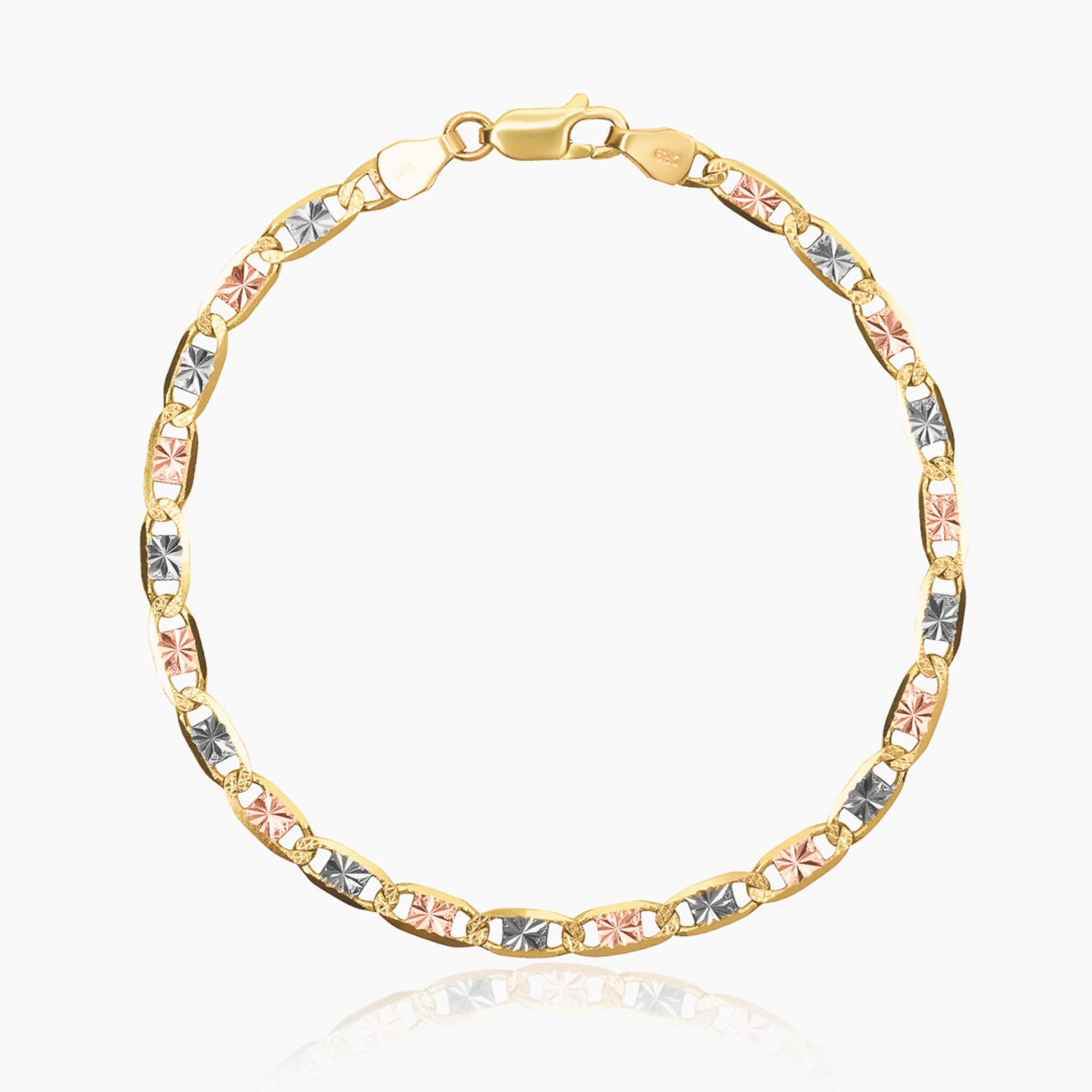 14K TRI COLOR GOLD VALENTINO BRACELET