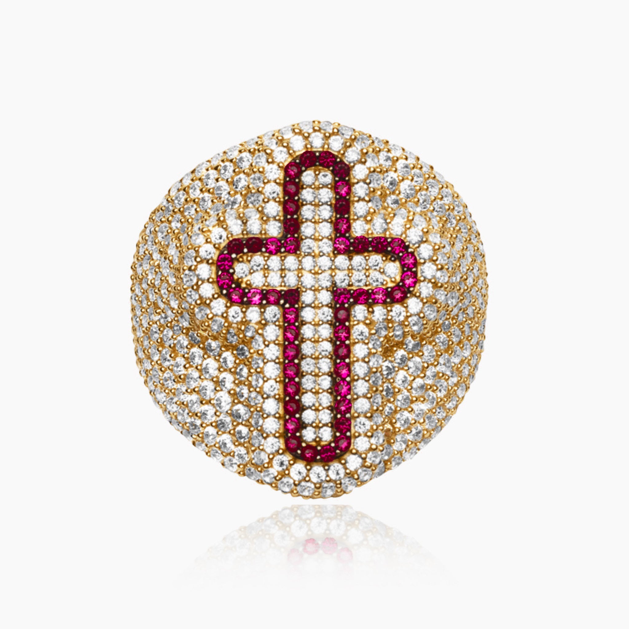 10K YELLOW GOLD ICY ANOINTED CROSS RING