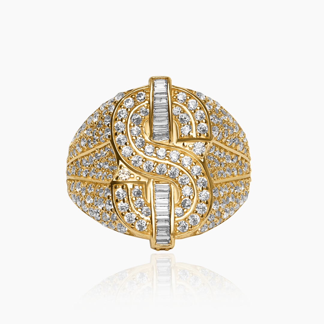 10K YELLOW GOLD ICY CASH KING RING