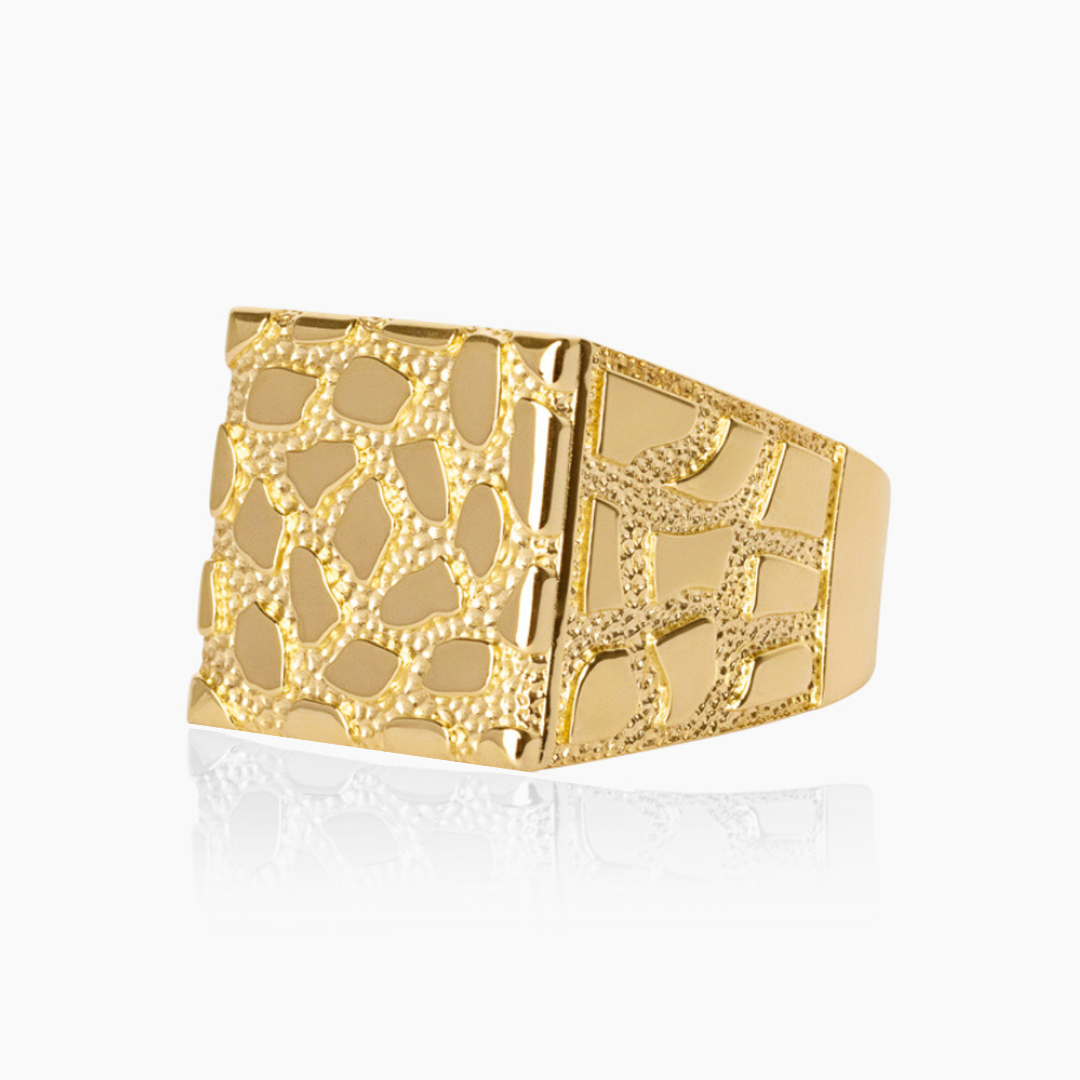 10K YELLOW GOLD CUBE NUGGET RING