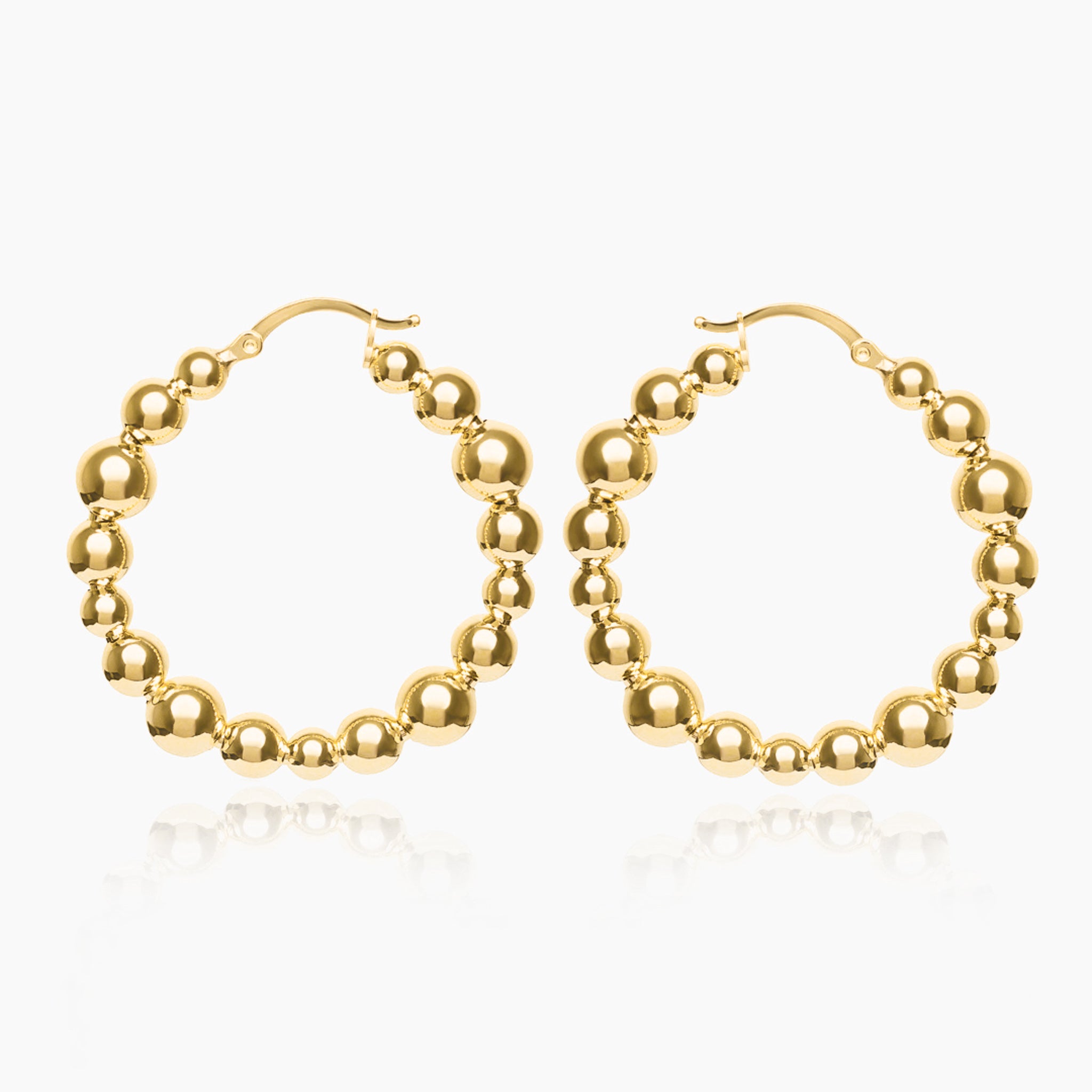 14K YELLOW GOLD CHERIE BEADED HOOPS