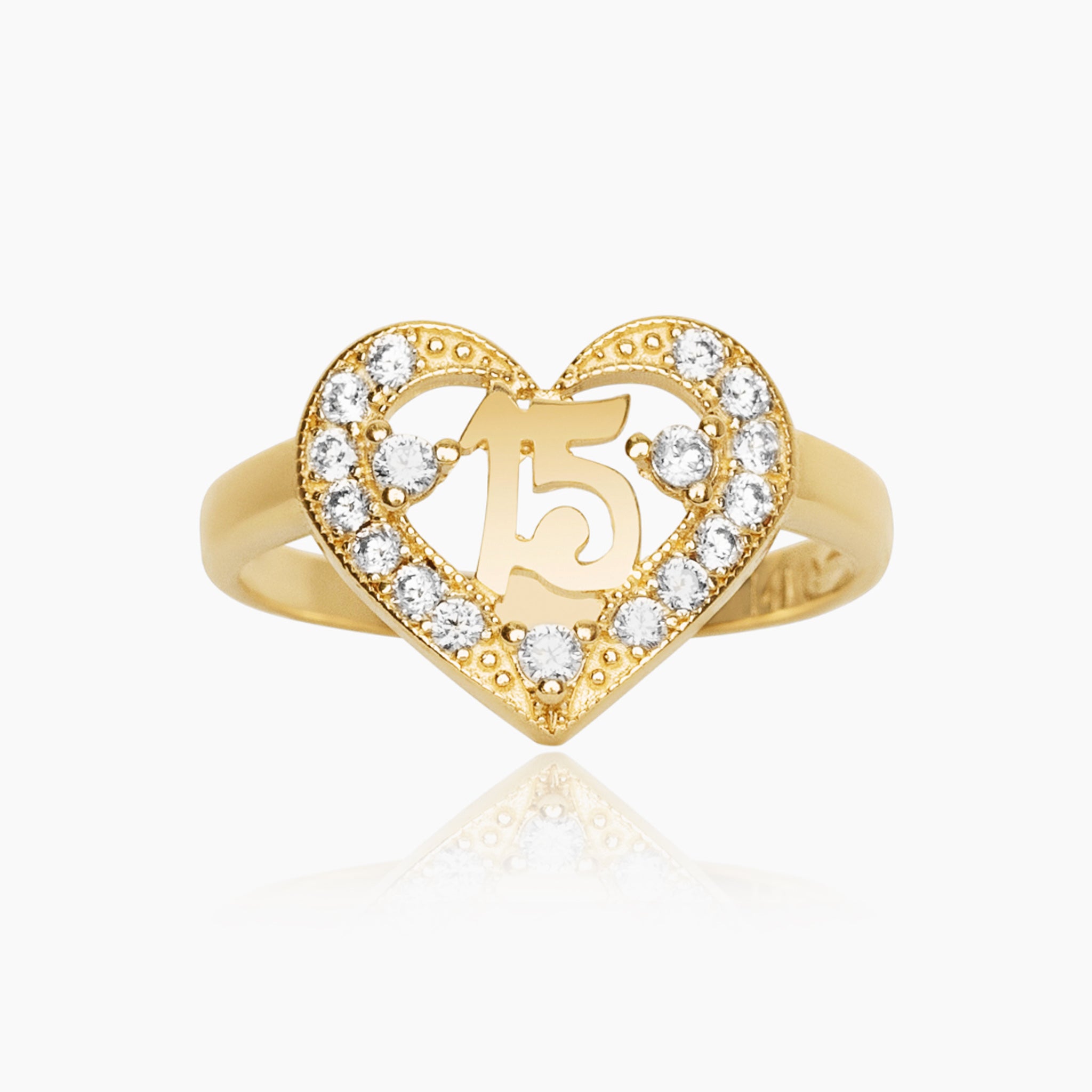 14K YELLOW GOLD VALENTINA HEART QUINCE RING