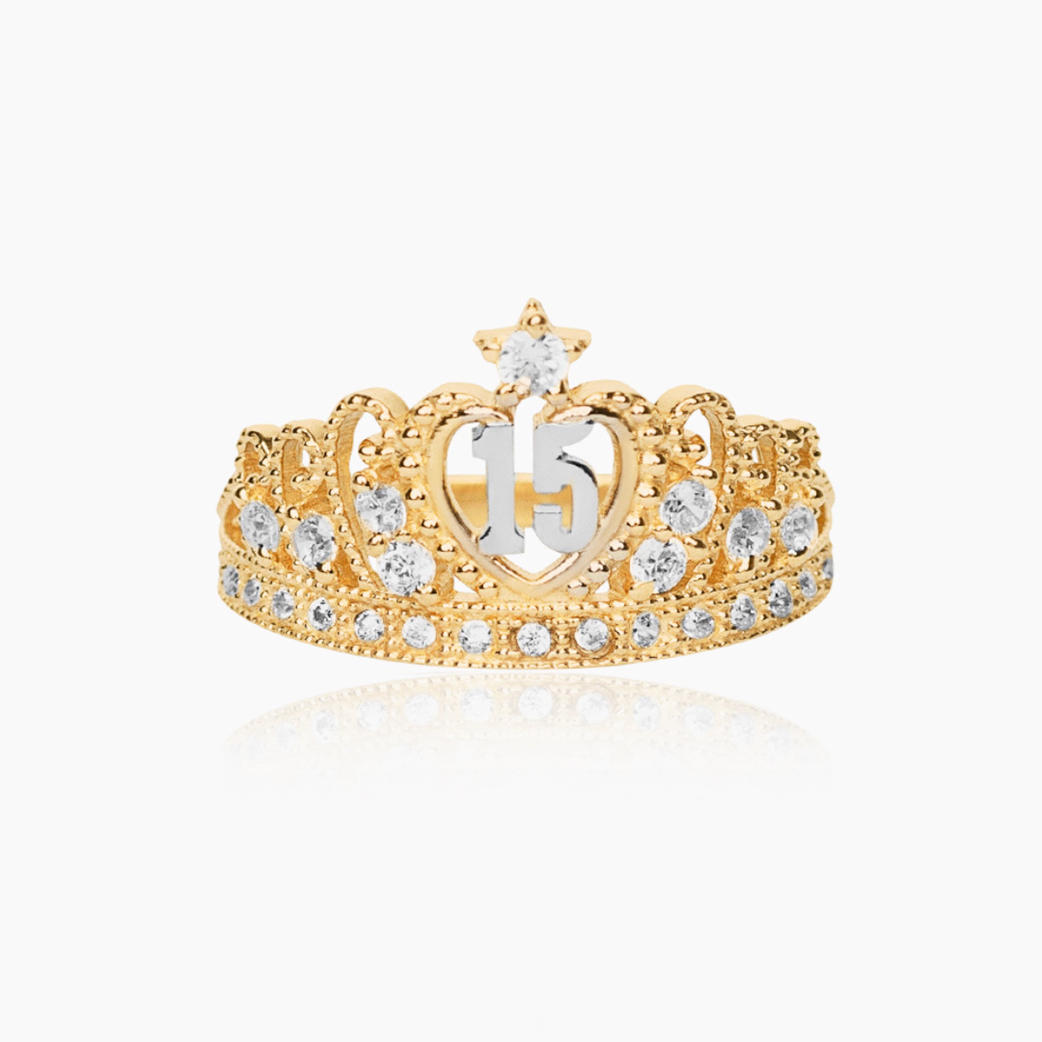 14K YELLOW GOLD WISH UPON A STAR 15 CROWN RING