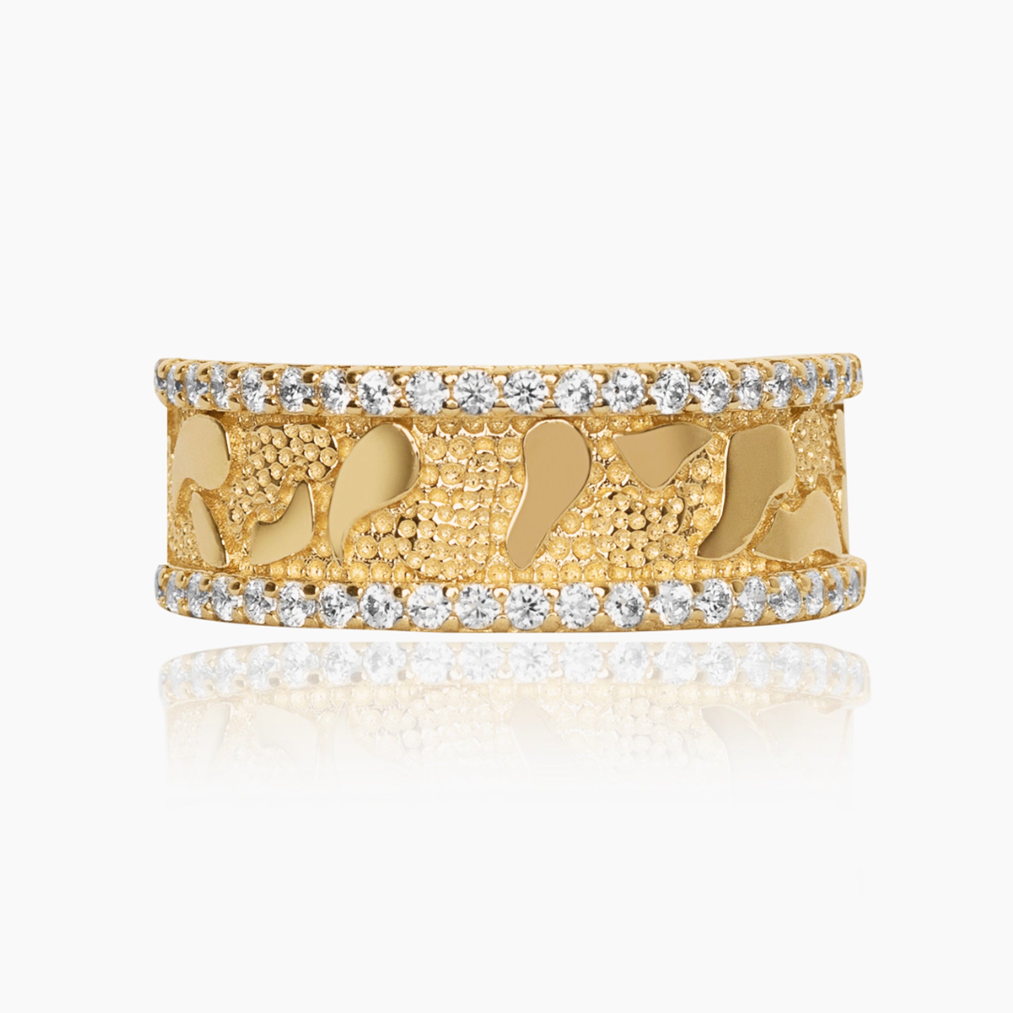 14K YELLOW GOLD ICY FRAME NUGGET BAND