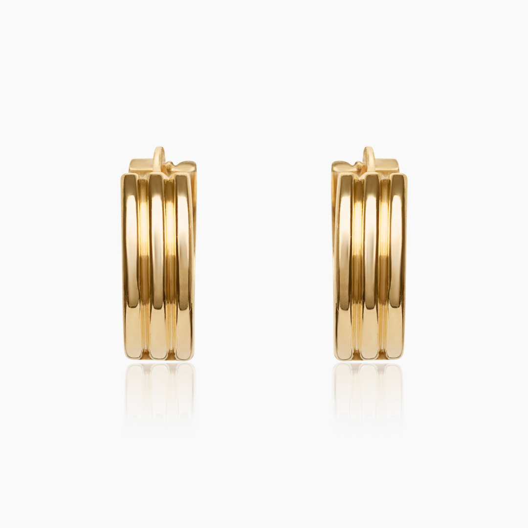 14K YELLOW GOLD TRIPLE RIBBED HUGGIES