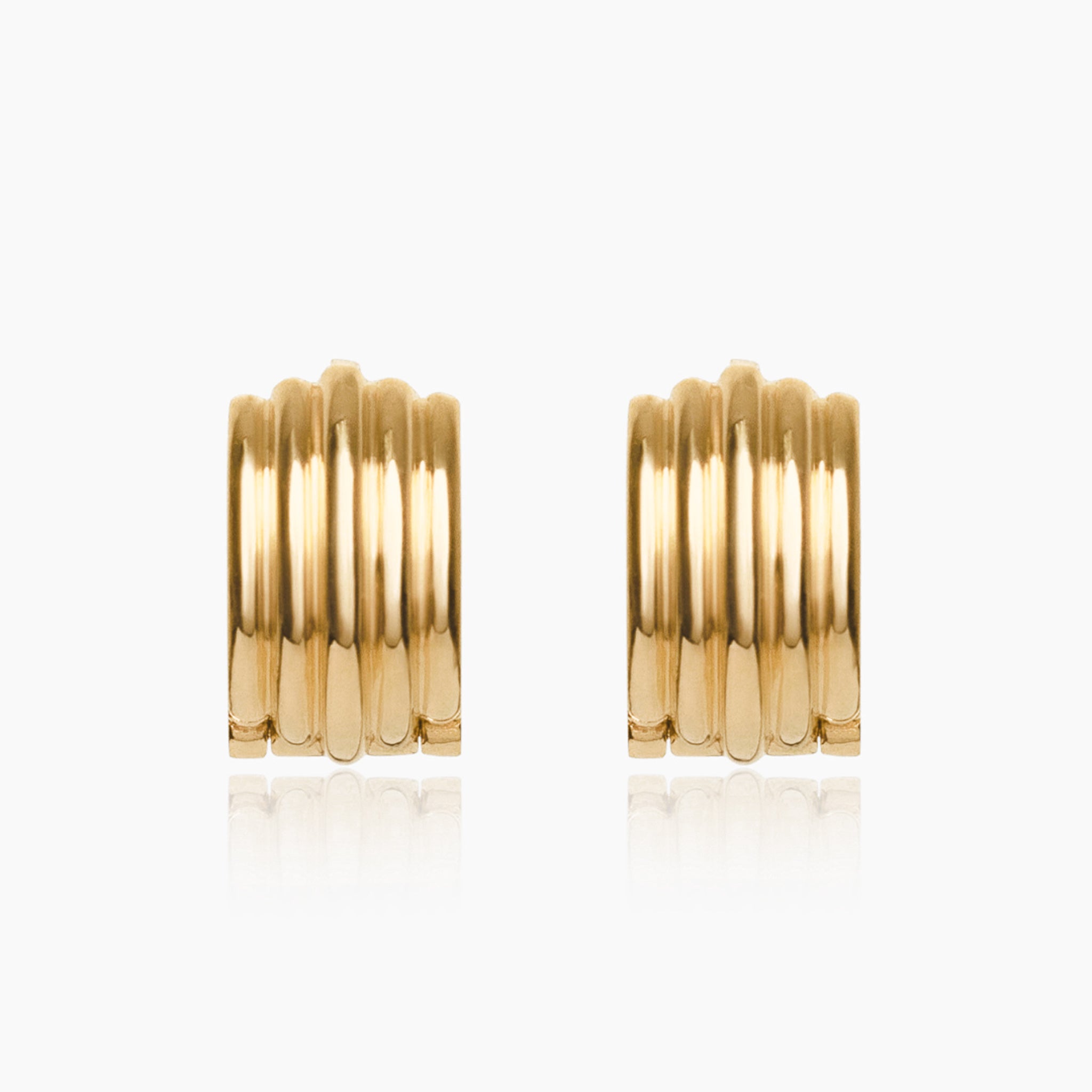 14K YELLOW GOLD CAIRO RIBBED HUGGIES