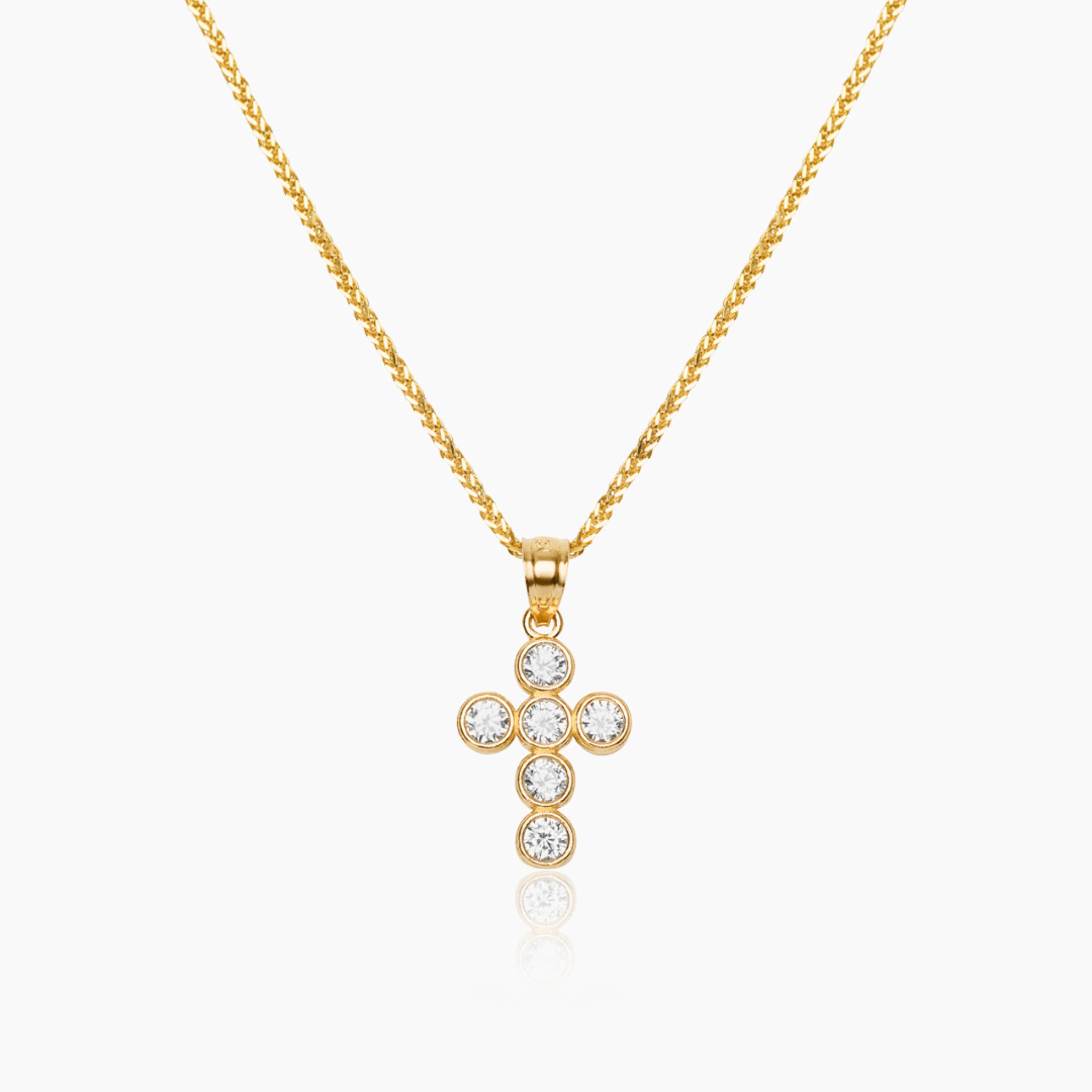 14K YELLOW GOLD ESTIE MINI CROSS NECKLACE