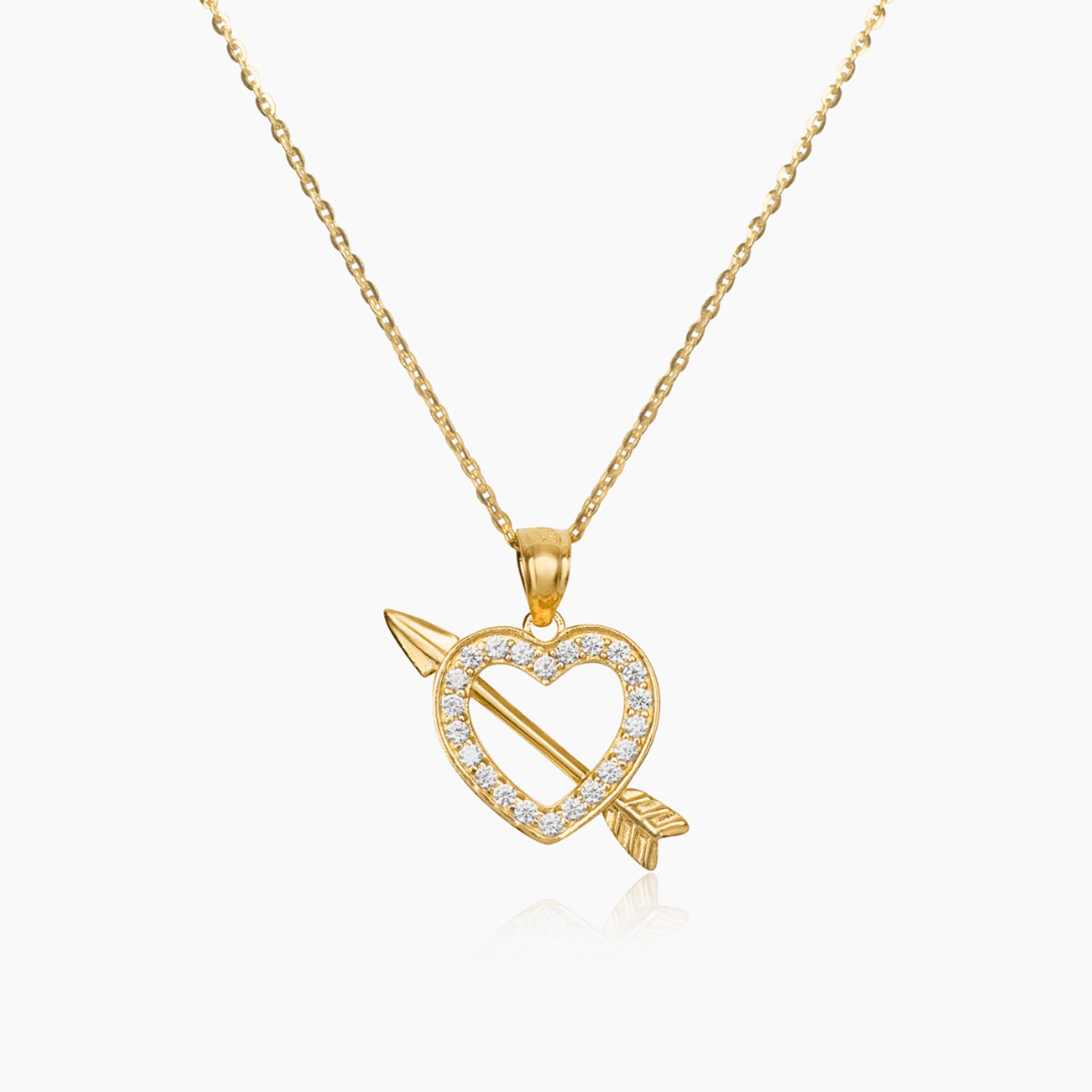 14K YELLOW GOLD LOVE STRUCK HEART NECKLACE